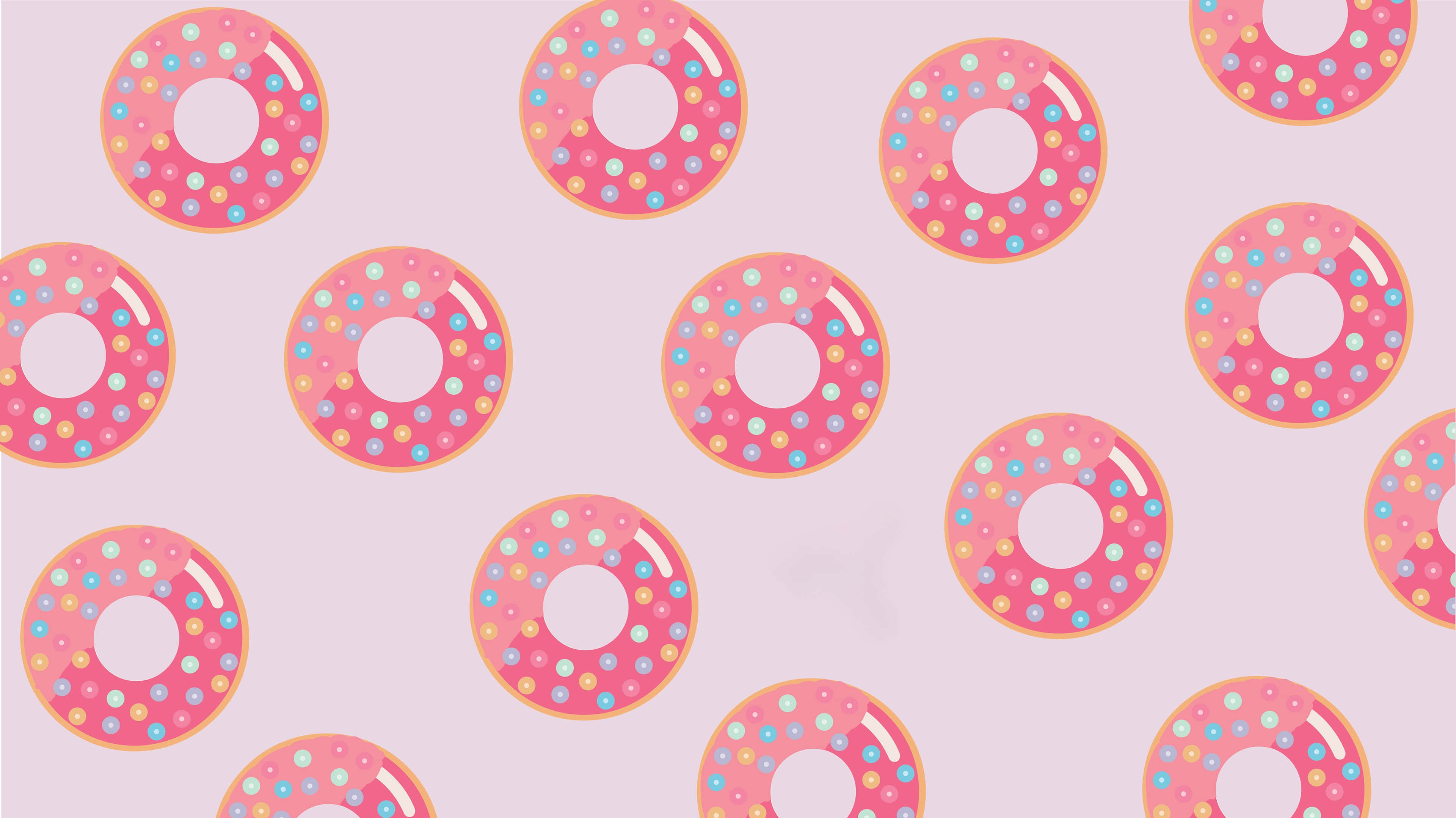 cute donut, pink donuts, colorful sprinkles, 4K Desktop Wallpaper