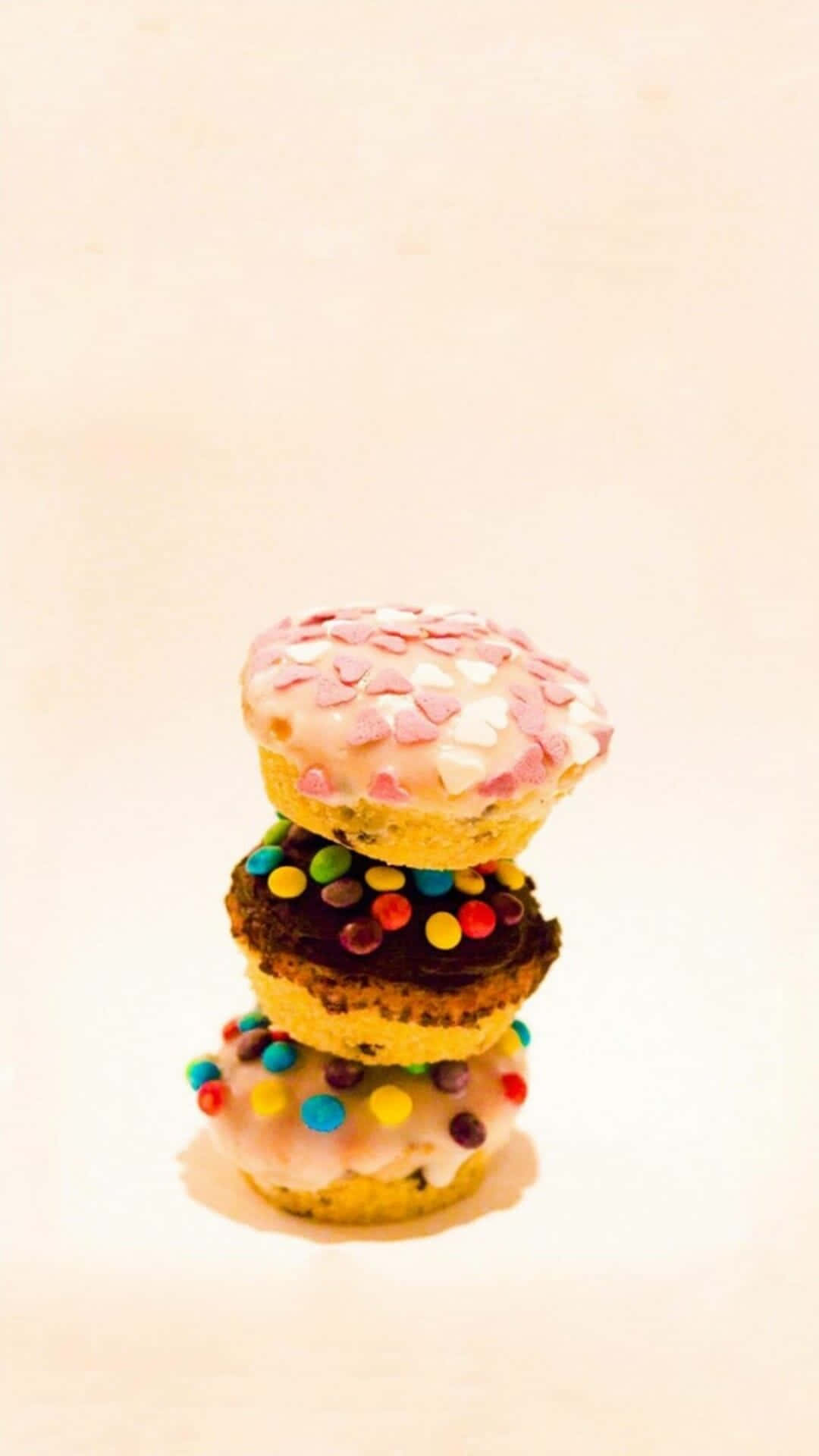 donuts, pink sprinkles, rainbow candies, Full HD Phone Wallpaper