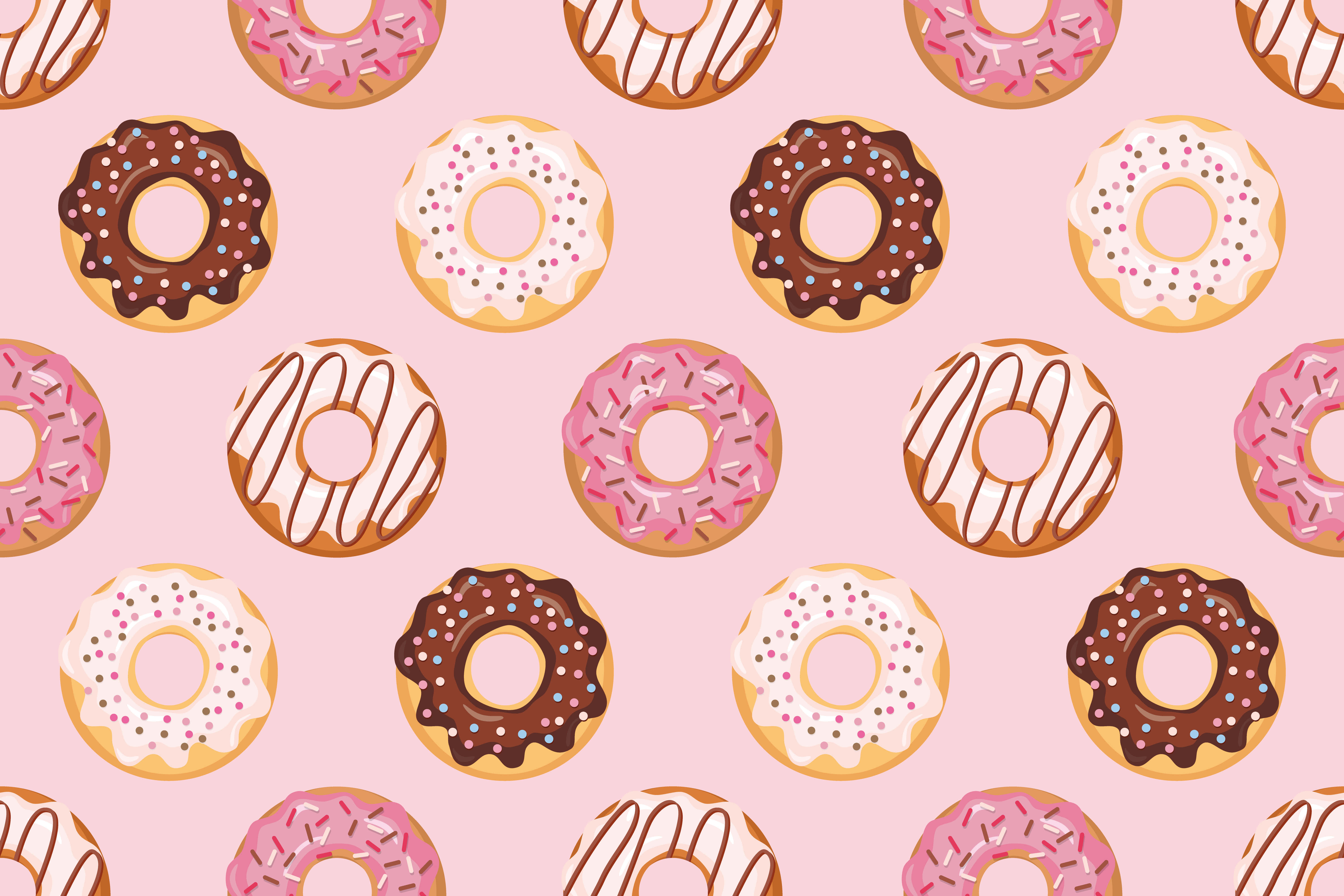 Cute Donut, pink, white, 5K Desktop Wallpaper