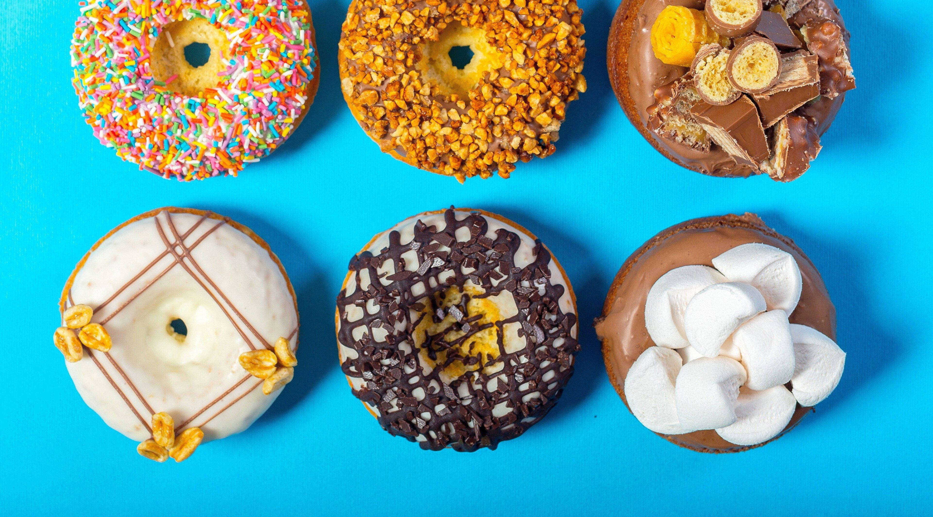donut, colorful, assorted toppings, 4K Desktop Wallpaper