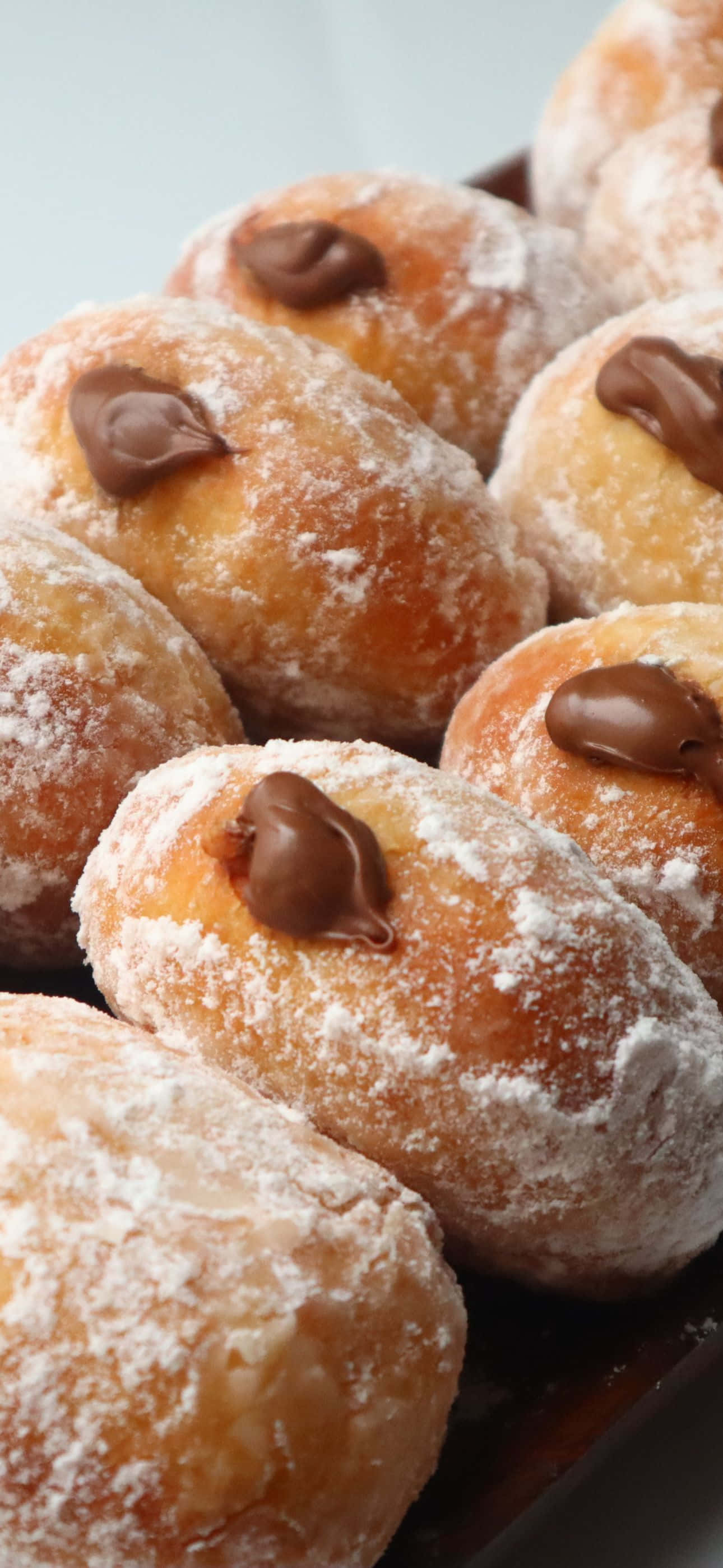 plate of donuts, chocolate drops, golden glazed, 2K Phone Wallpaper