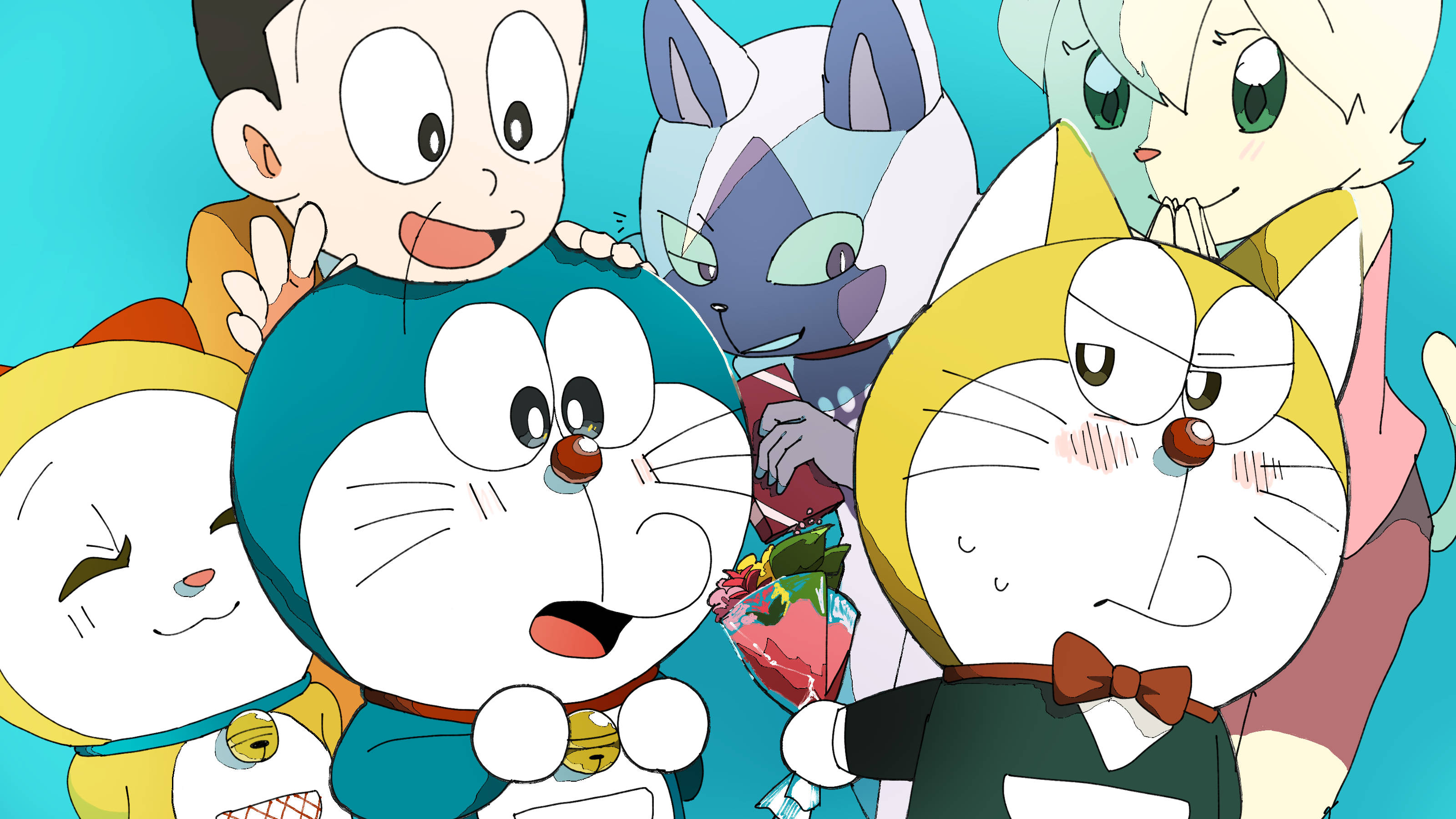 Cute Doraemon, Doraemon, anime characters, 2K Desktop Wallpaper