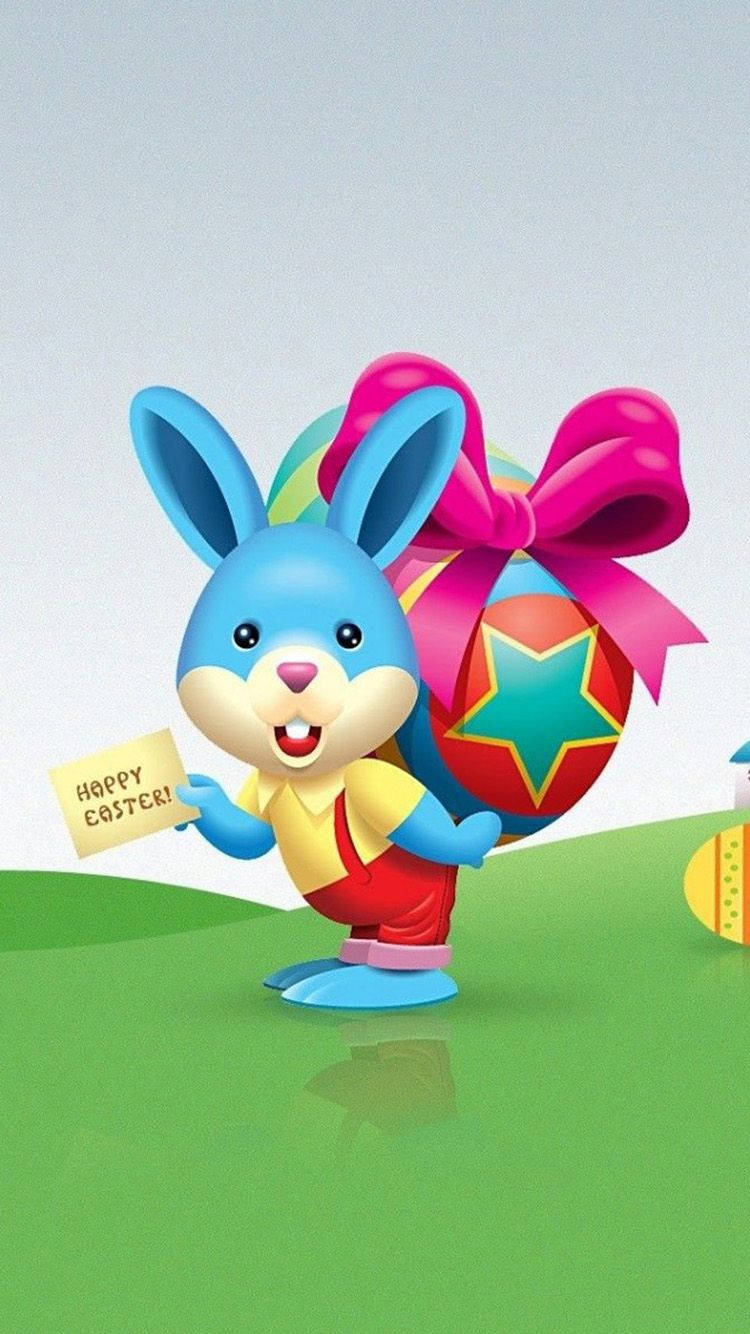 Happy Easter!, blue cartoon bunny, red overalls, HD Phone Wallpaper