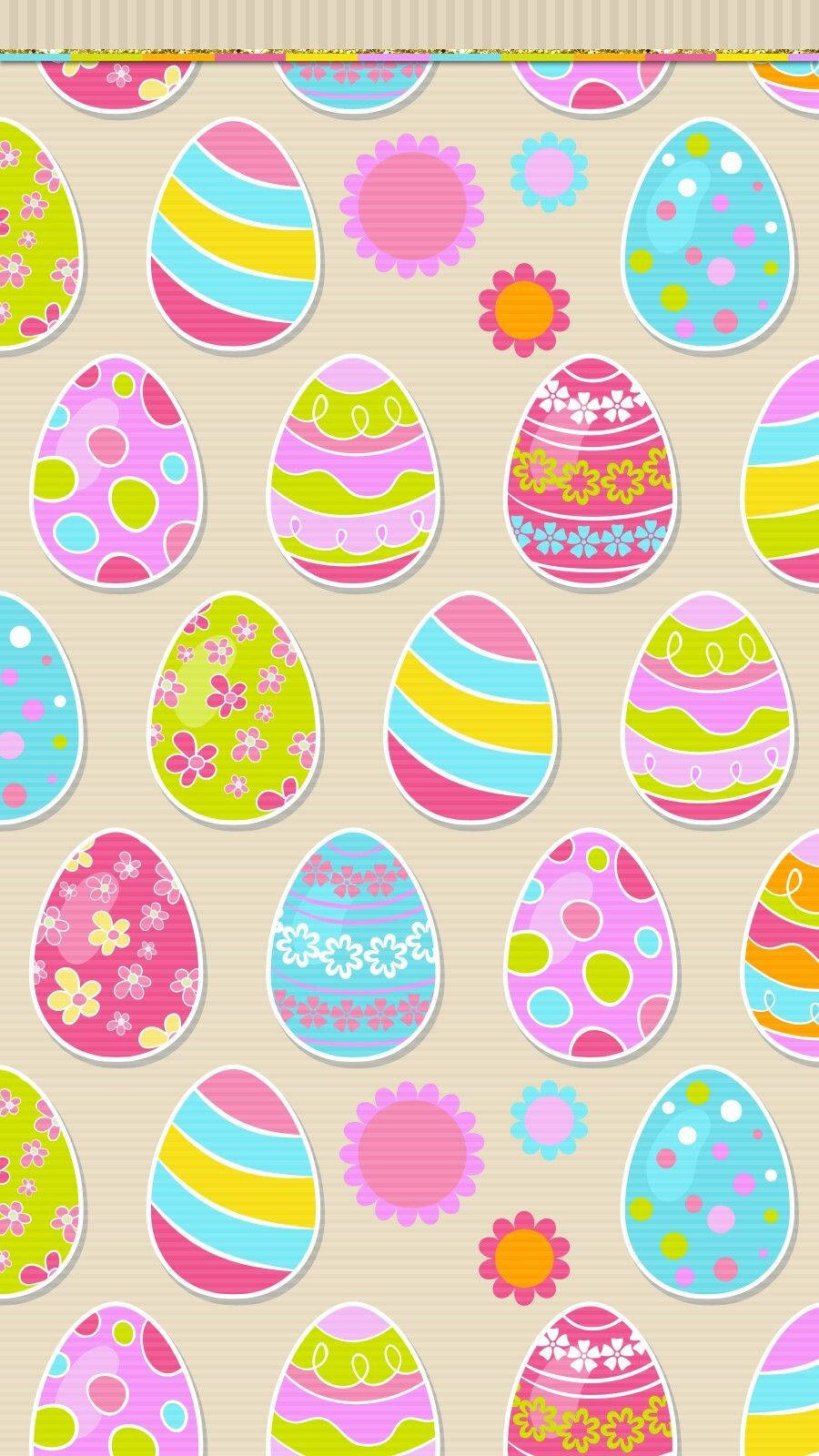 bright and cute easter eggs, colorful Easter eggs, floral and striped designs, HD Phone Wallpaper