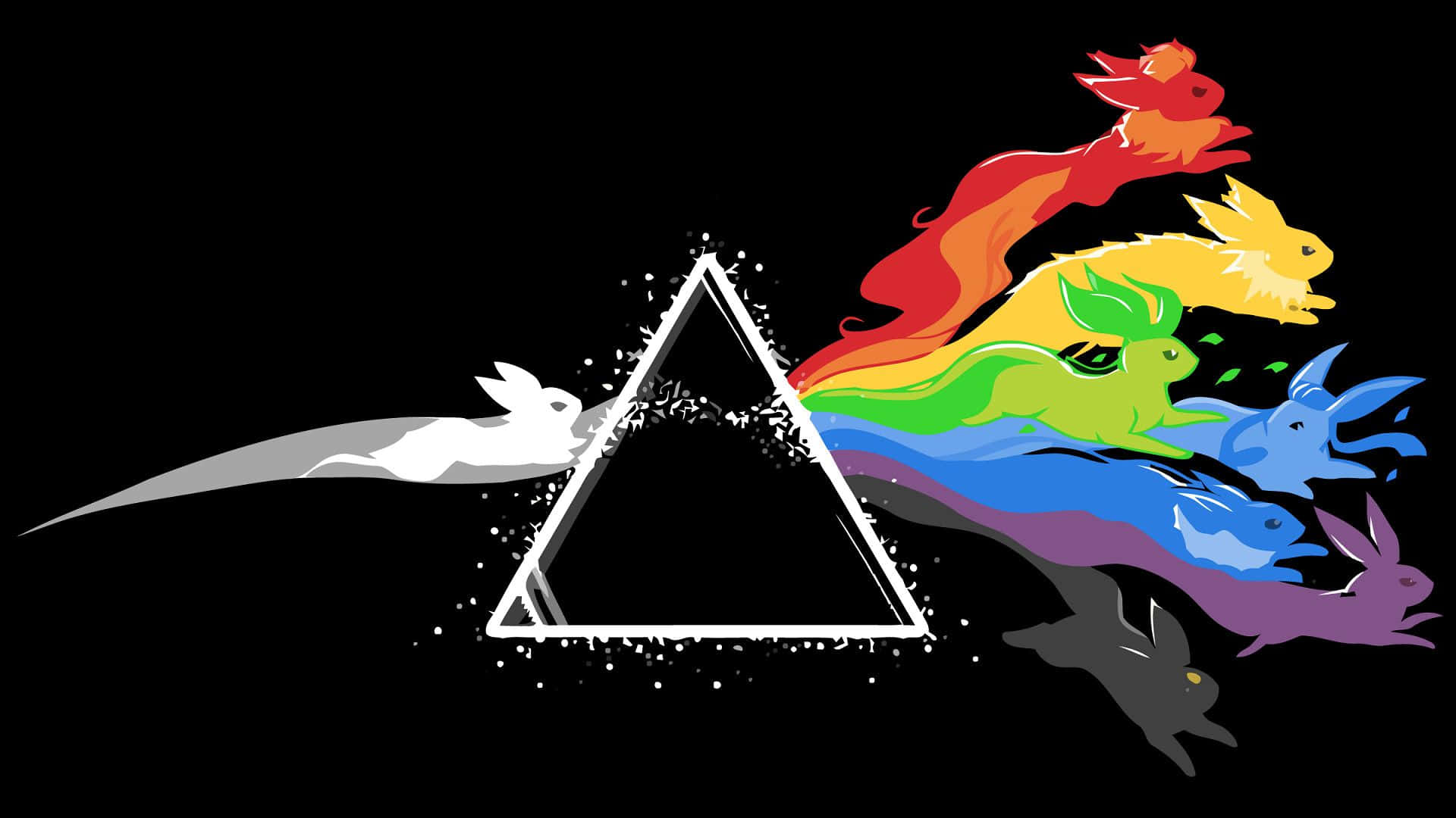 Eeveelutions, white rabbit, prism, Full HD Desktop Wallpaper