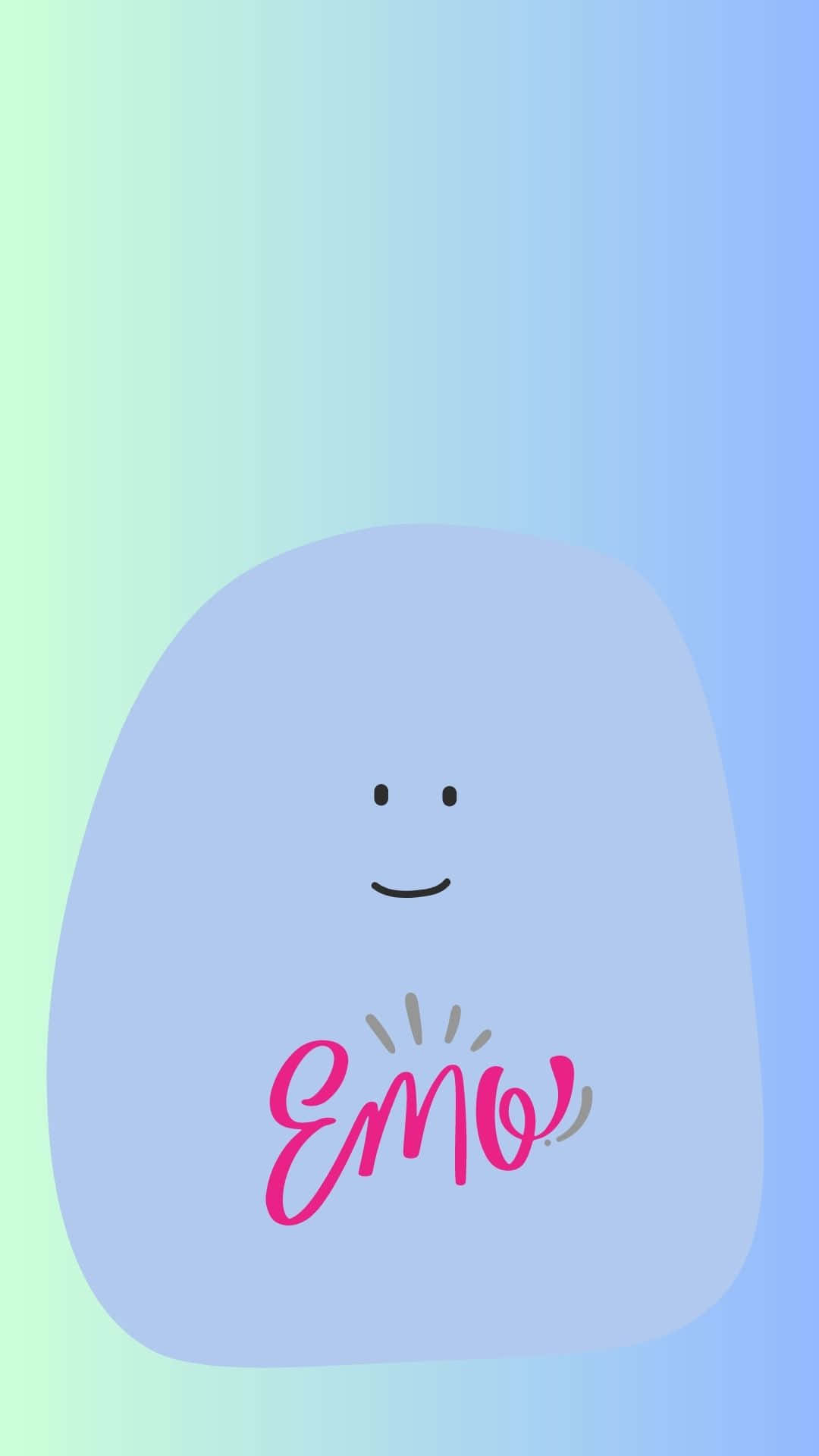 Cute Emo, blue rounded character, smile, Full HD Phone Wallpaper