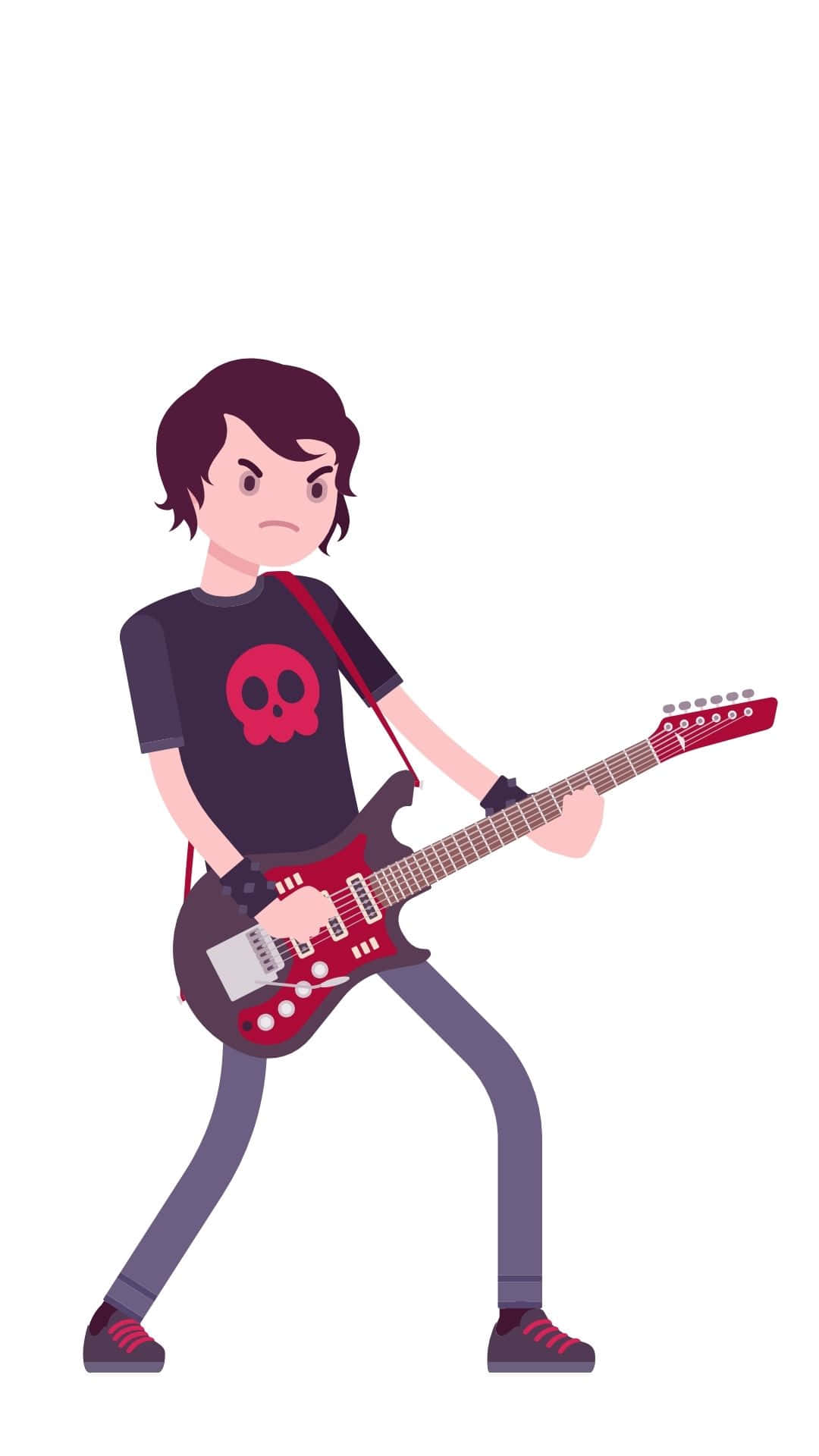 Adorable Emo Girl Sketch, cartoon rocker, dark hair, Full HD Phone Wallpaper