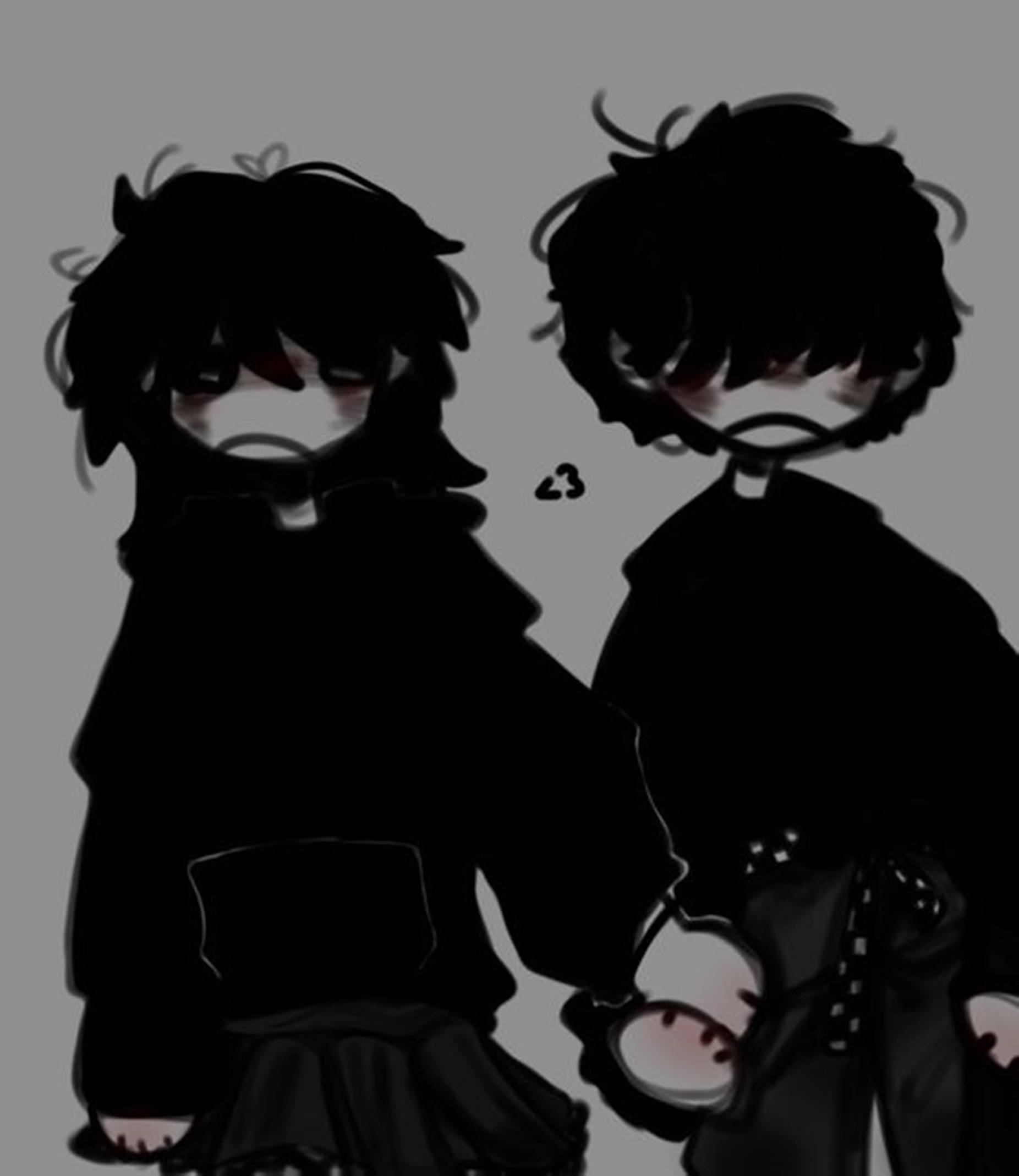 emo boyfriend, emo girlfriend, darkly stylized anime figures, Full HD Phone Wallpaper