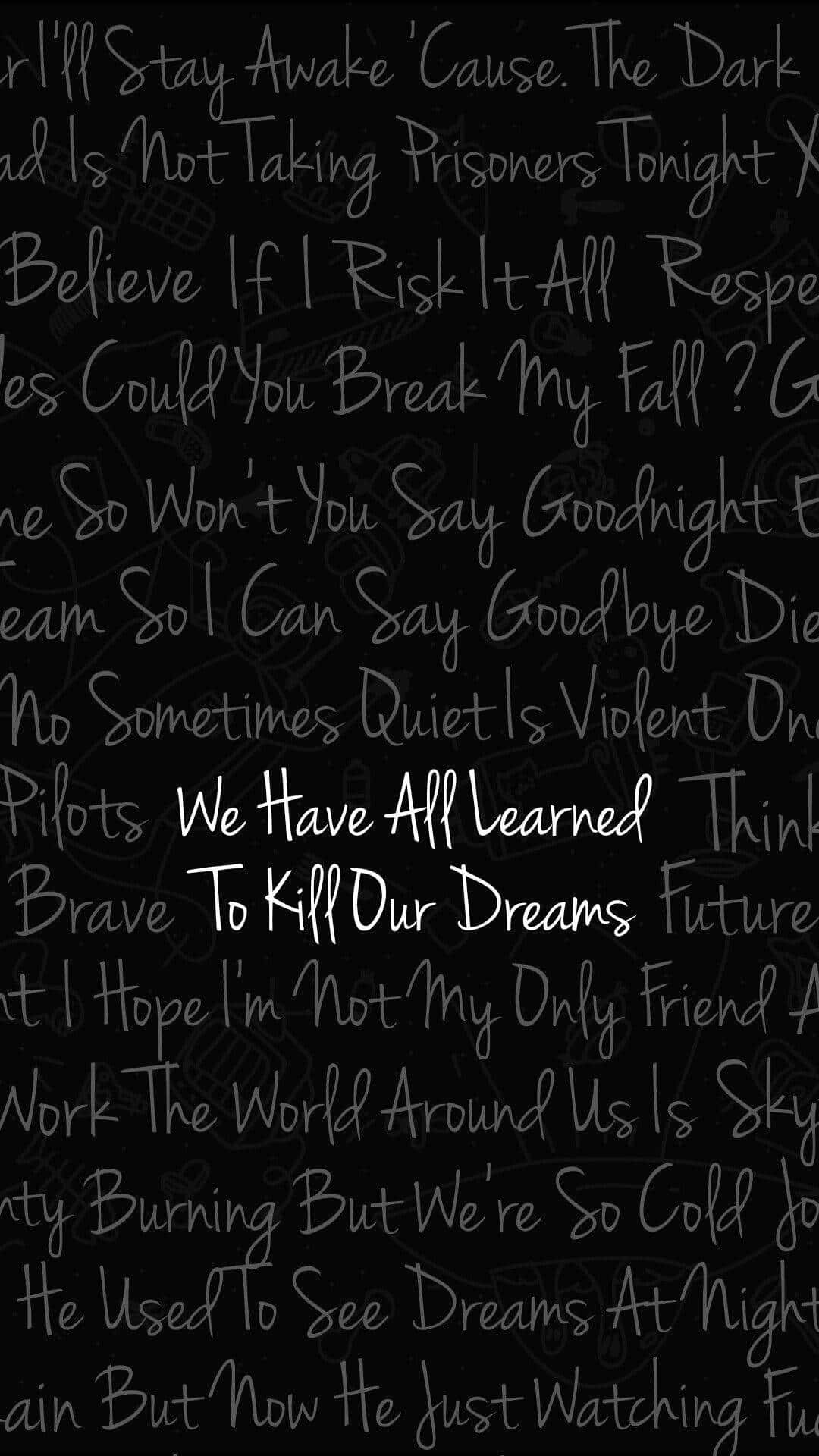 Cute Emo iPhone, white script, dark background, Full HD Phone Wallpaper