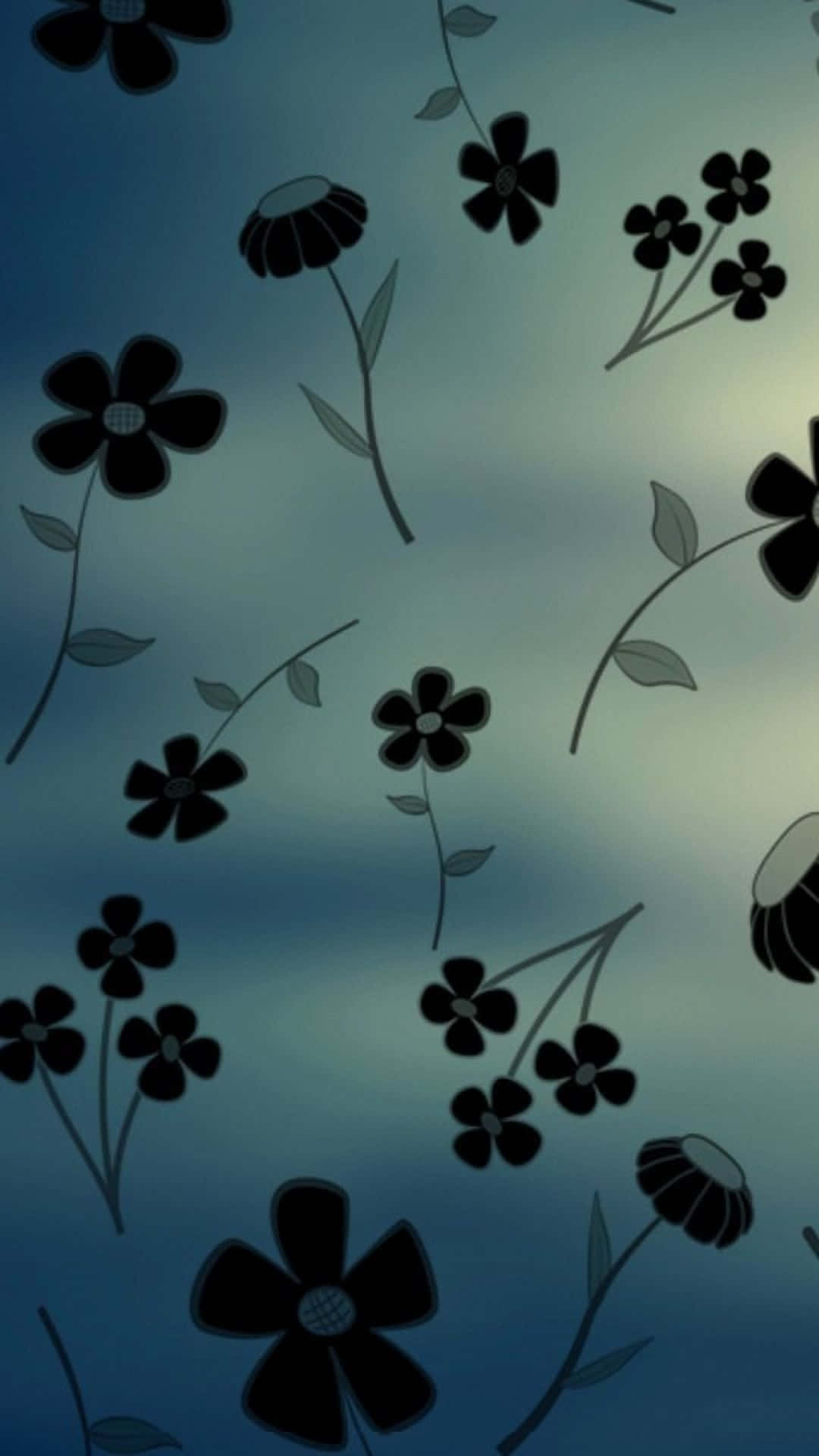 cute emo, iPhone, black stylized flowers, Full HD Phone Wallpaper