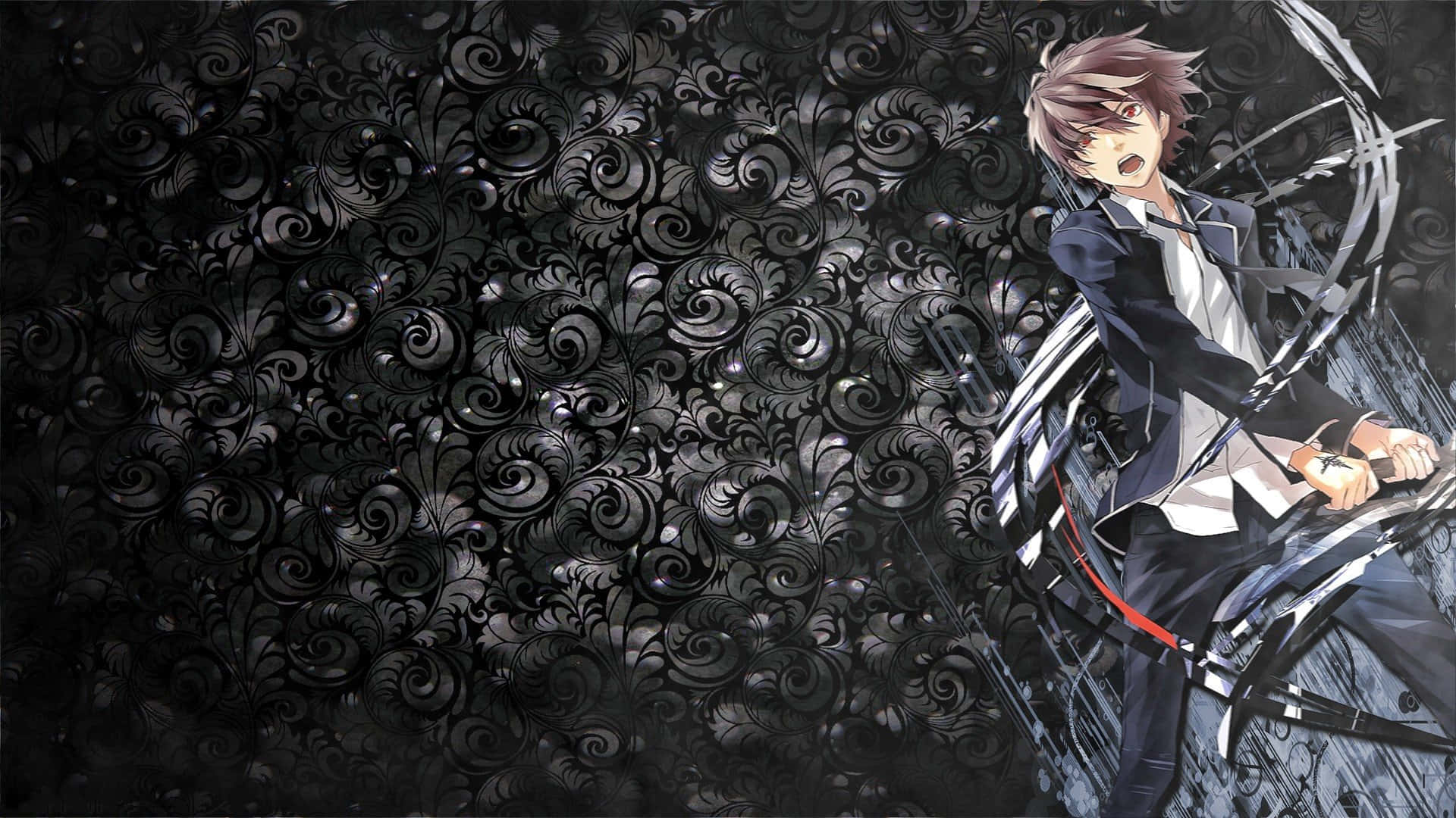 emo anime boy, dark suit, broken clock, Full HD Desktop Wallpaper