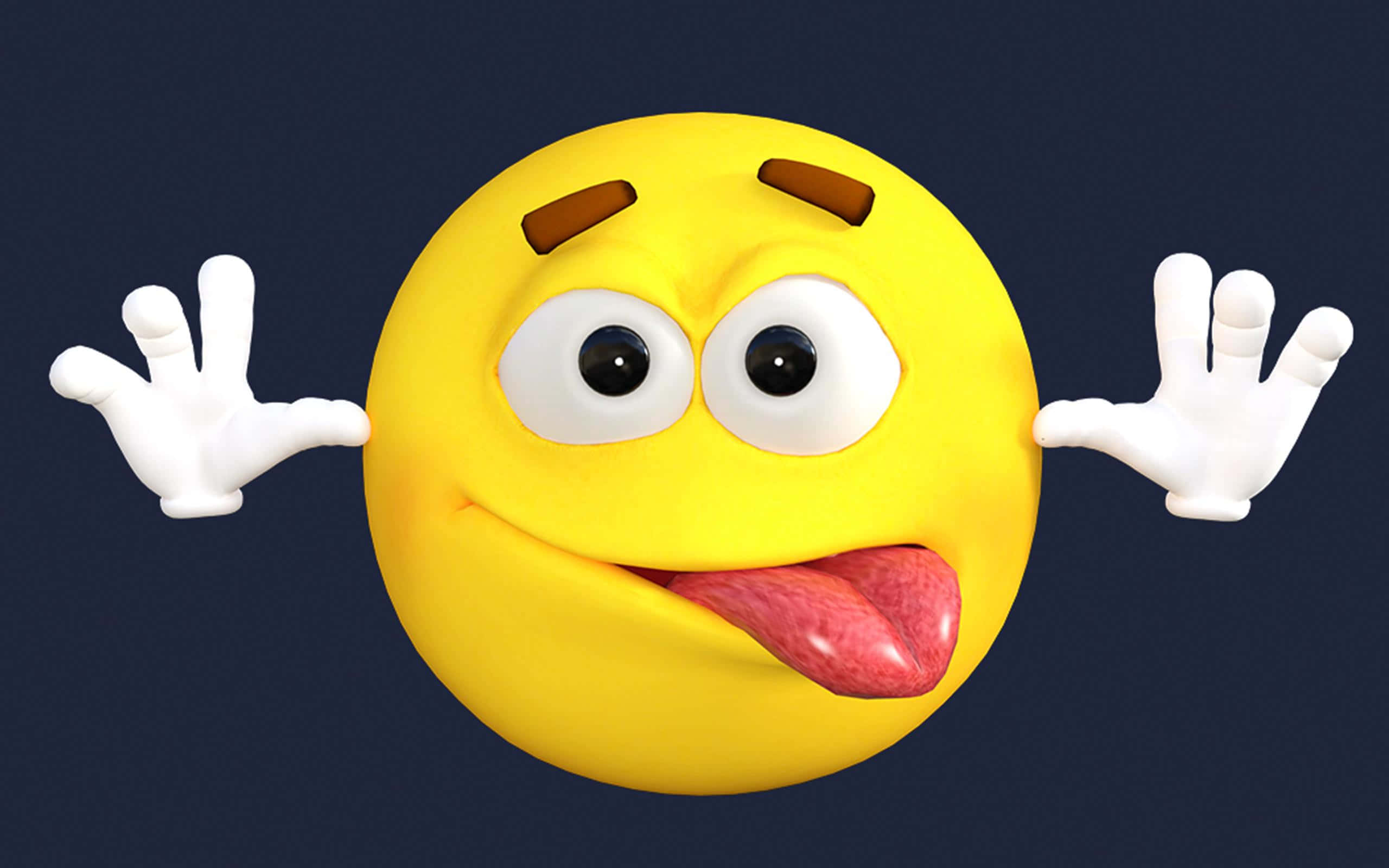 bright yellow, 3d-rendered emoji, wide eyes, 2K Desktop Wallpaper