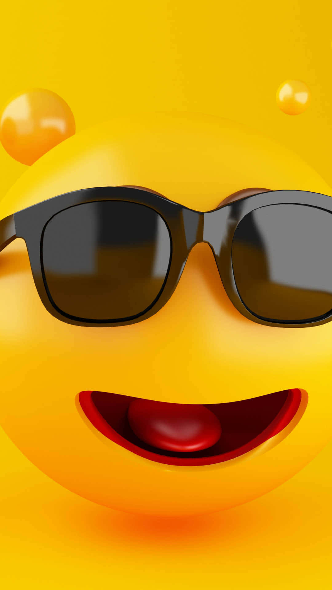 yellow emoji, sunglasses, wide red smile, Full HD Phone Wallpaper