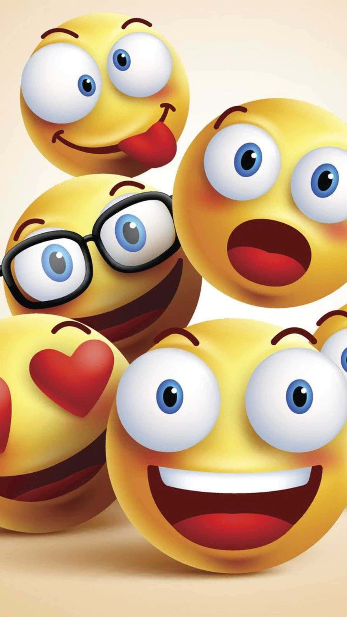 3d-rendered emoji faces, laughing, sticking out tongue, 2K Phone Wallpaper