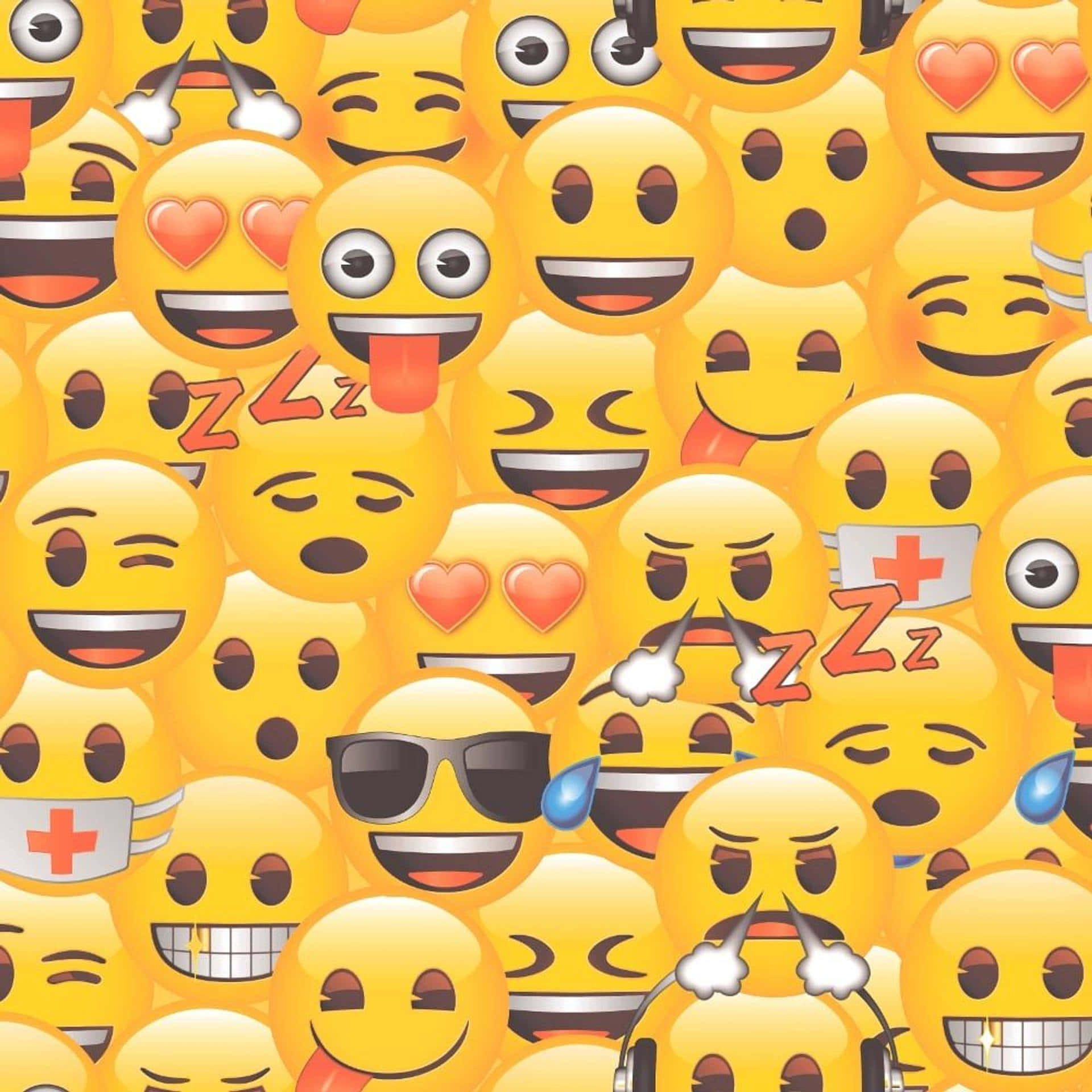 yellow background, emojis, laughing winking faces, Full HD Desktop Wallpaper