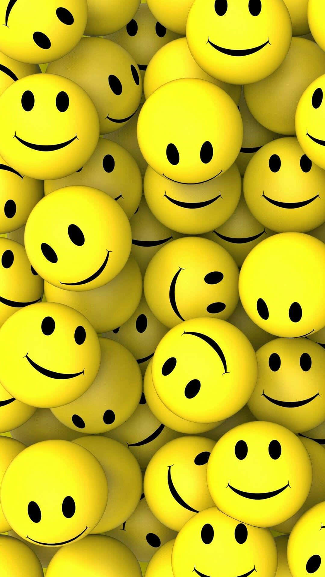 bright yellow, smiley faces, black eyes, Full HD Phone Wallpaper