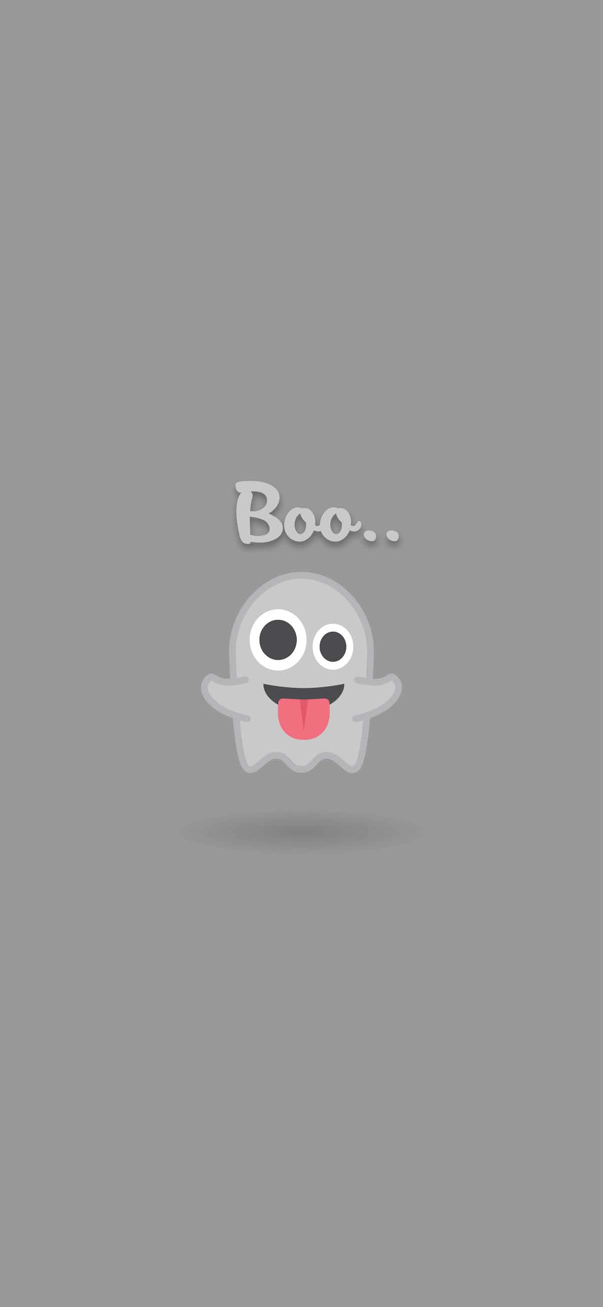 cute emoji, gray cartoon ghost, big eyes, 2K Phone Wallpaper