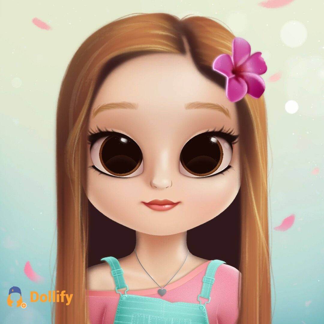 dollify, cartoon girl, long hair, SD Desktop Wallpaper