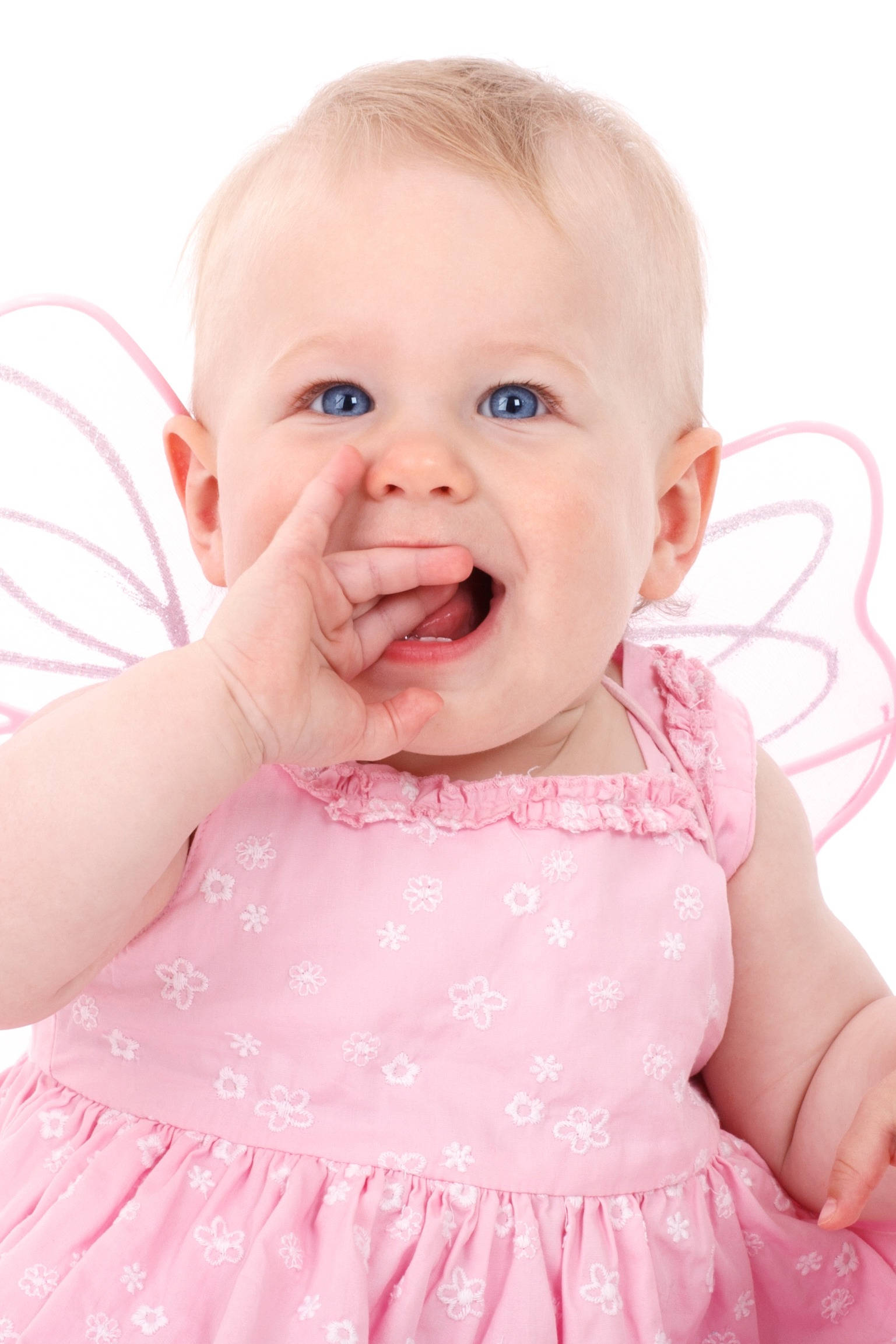 baby pink fairy, pink floral dress, fairy wings, Full HD Phone Wallpaper