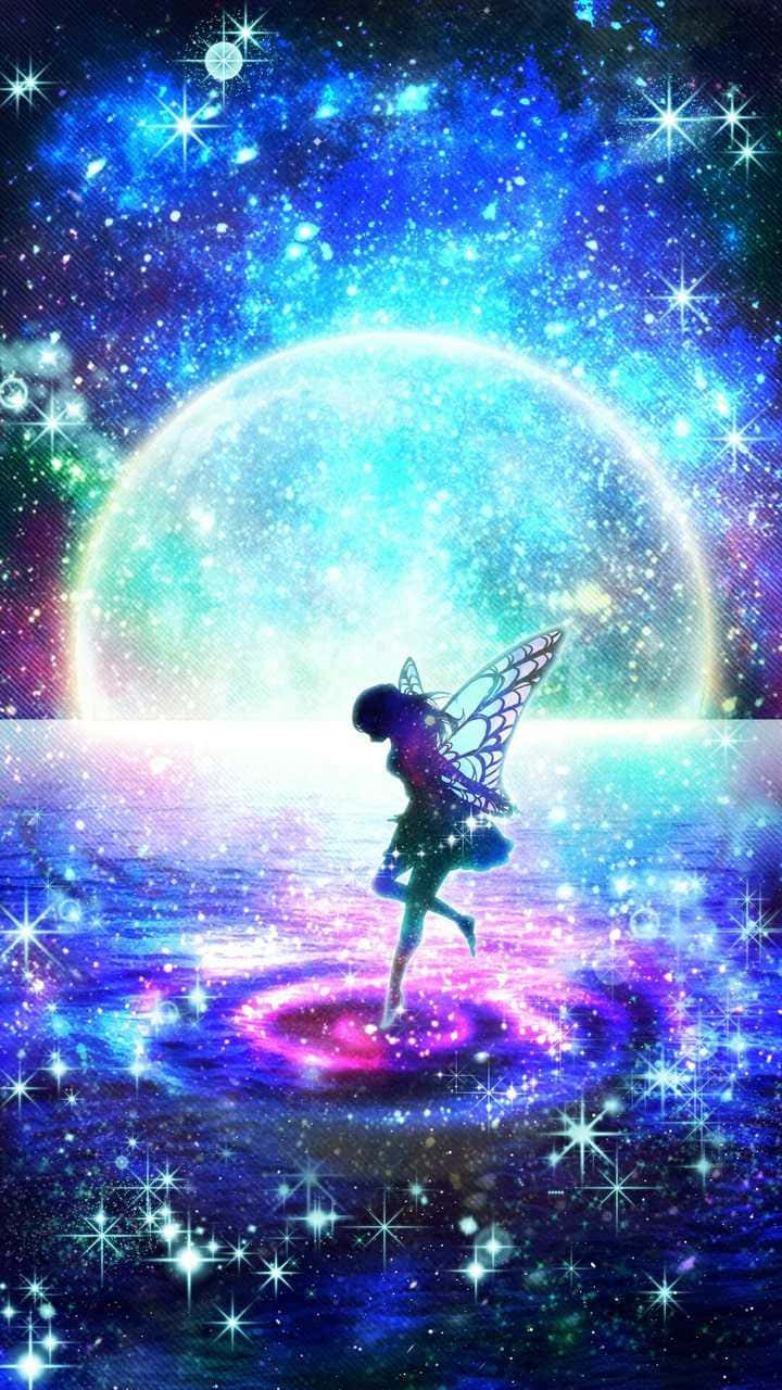 cute fairy, translucent wings, glowing cosmic swirl, HD Phone Wallpaper