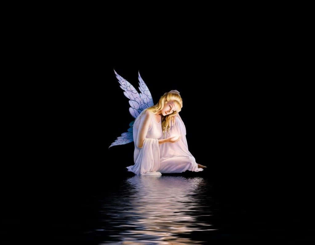 cute fairy, blue wings, glowing orb, SD Desktop Wallpaper