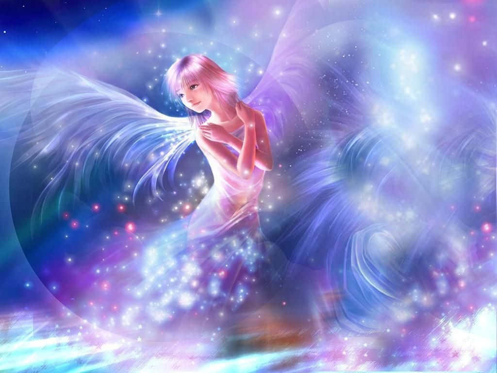 cute fairy, pink hair, translucent wings, SD Desktop Wallpaper