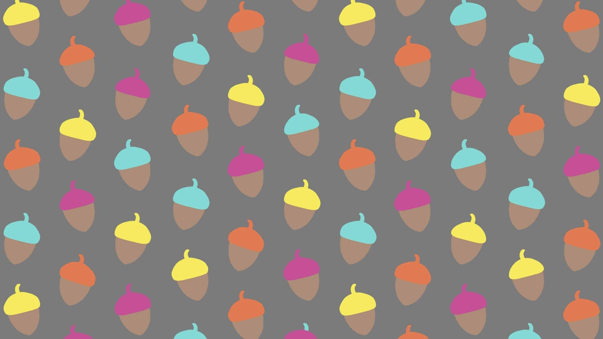 cute fall pattern, pastel shades, acorns, 2K Desktop Wallpaper