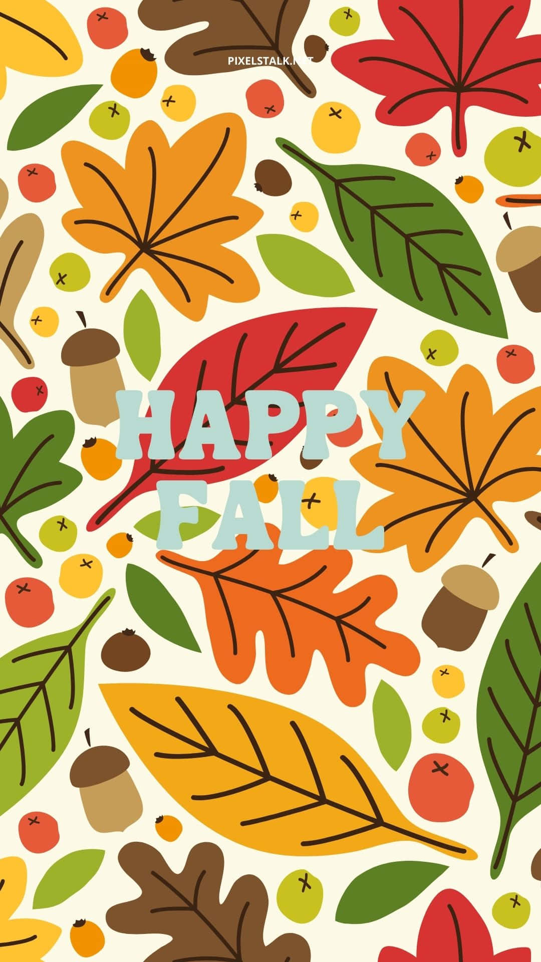 Cute Fall Pattern, HAPPY FALL, autumn leaves, Full HD Phone Wallpaper