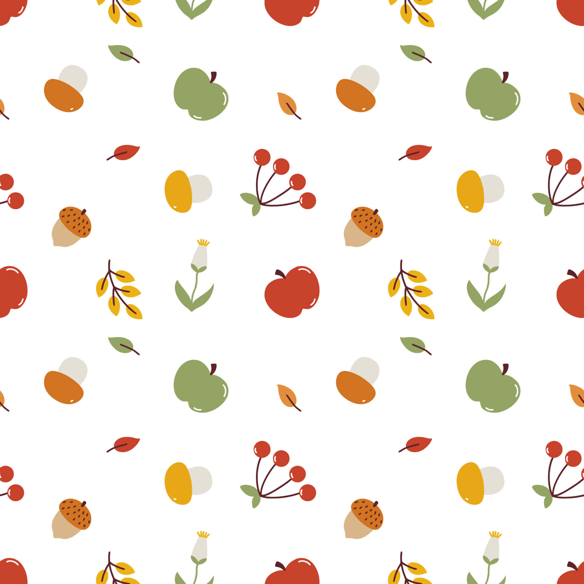 cute fall pattern, autumn-themed, apples, Full HD Desktop Wallpaper