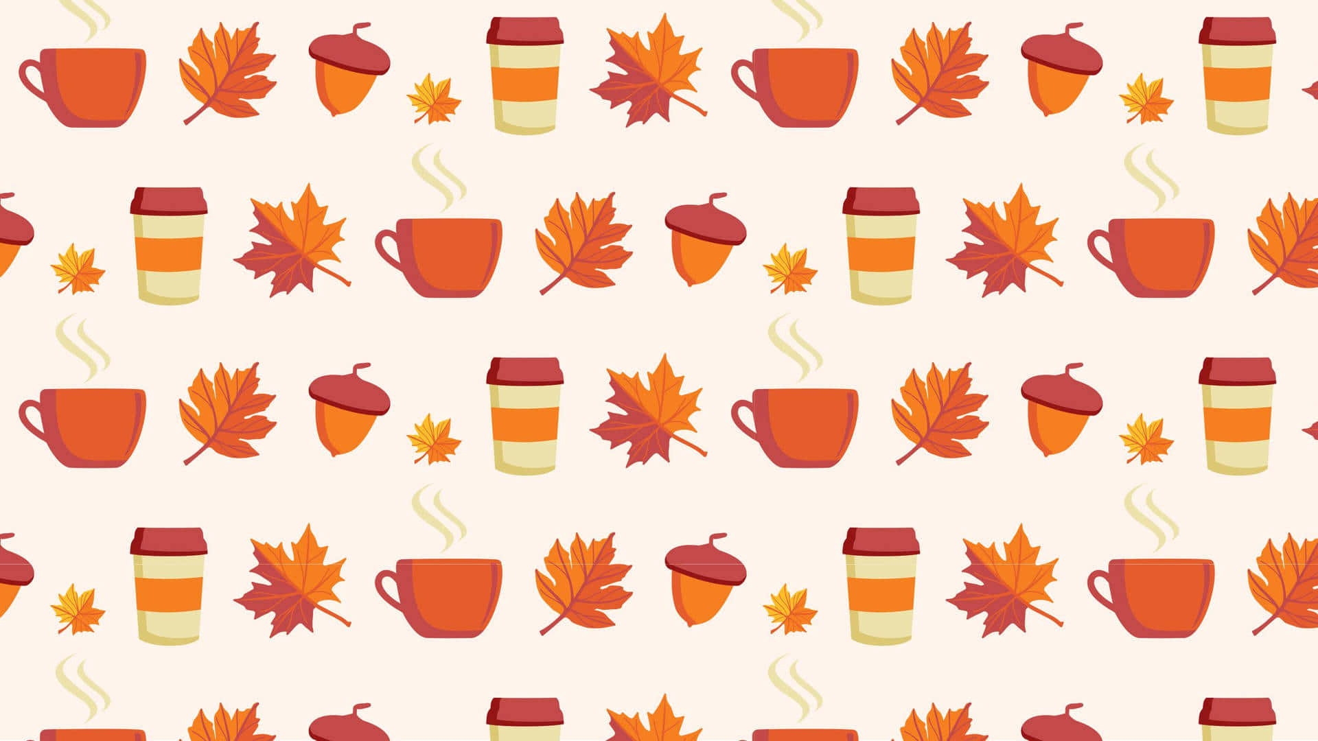 Maple Leaves, Coffee Cups, Acorns, Full HD Desktop Wallpaper