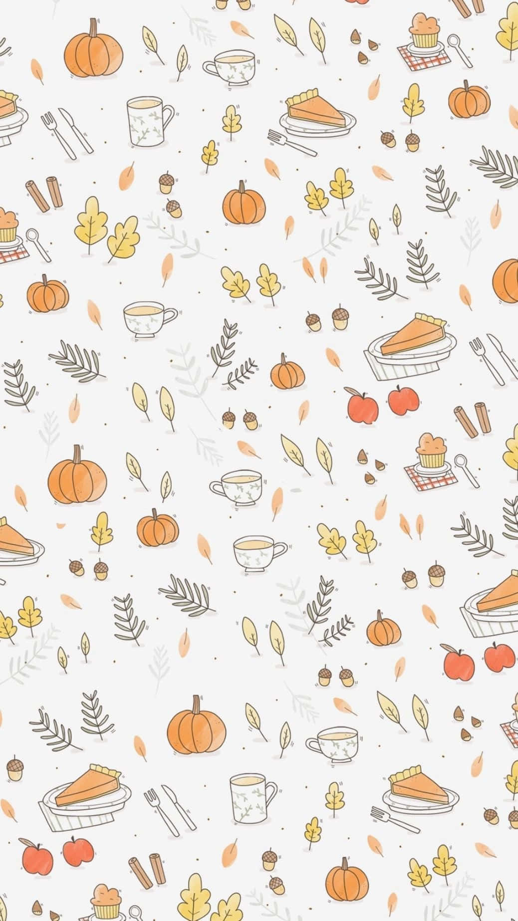 autumn vibes pattern, pumpkins, pies, HD Phone Wallpaper