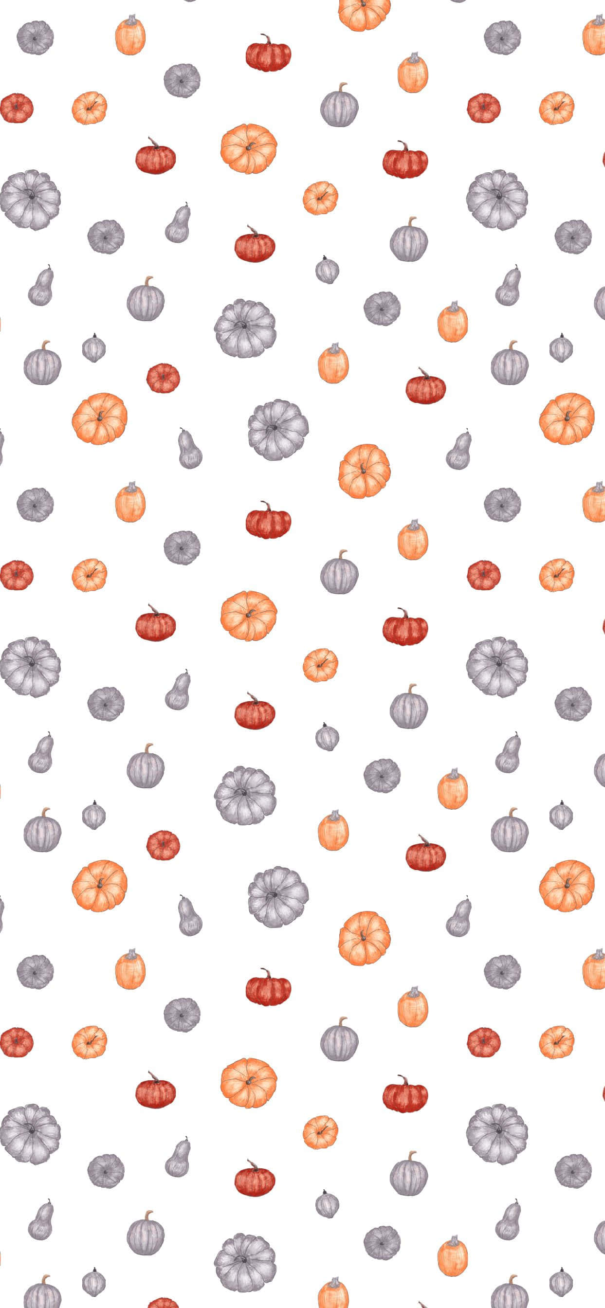 cute fall pattern, watercolor pattern, scattered pumpkins, 2K Phone Wallpaper