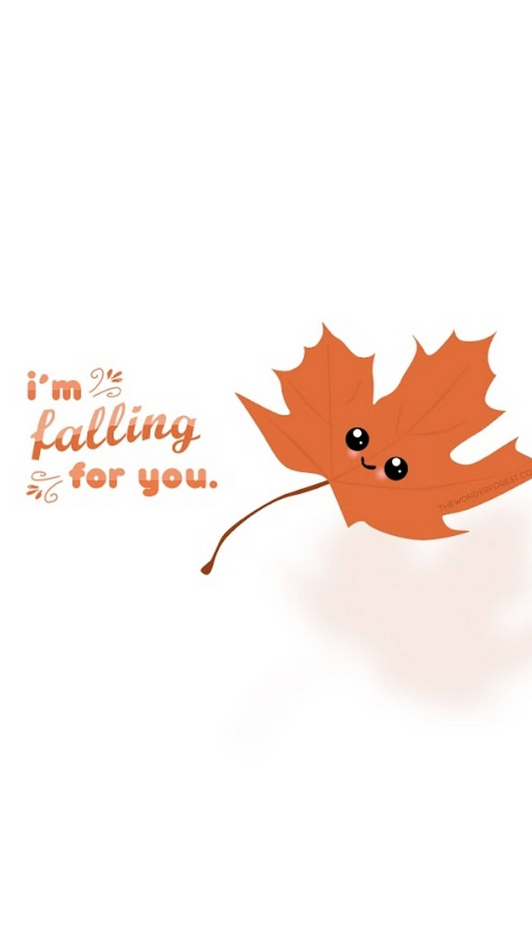 cute fall phone, orange maple leaf, big eyes, Full HD Phone Wallpaper