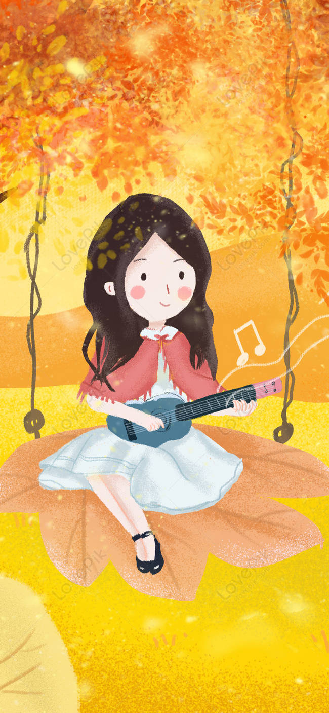 autumn leaves, golden, swing, HD Phone Wallpaper