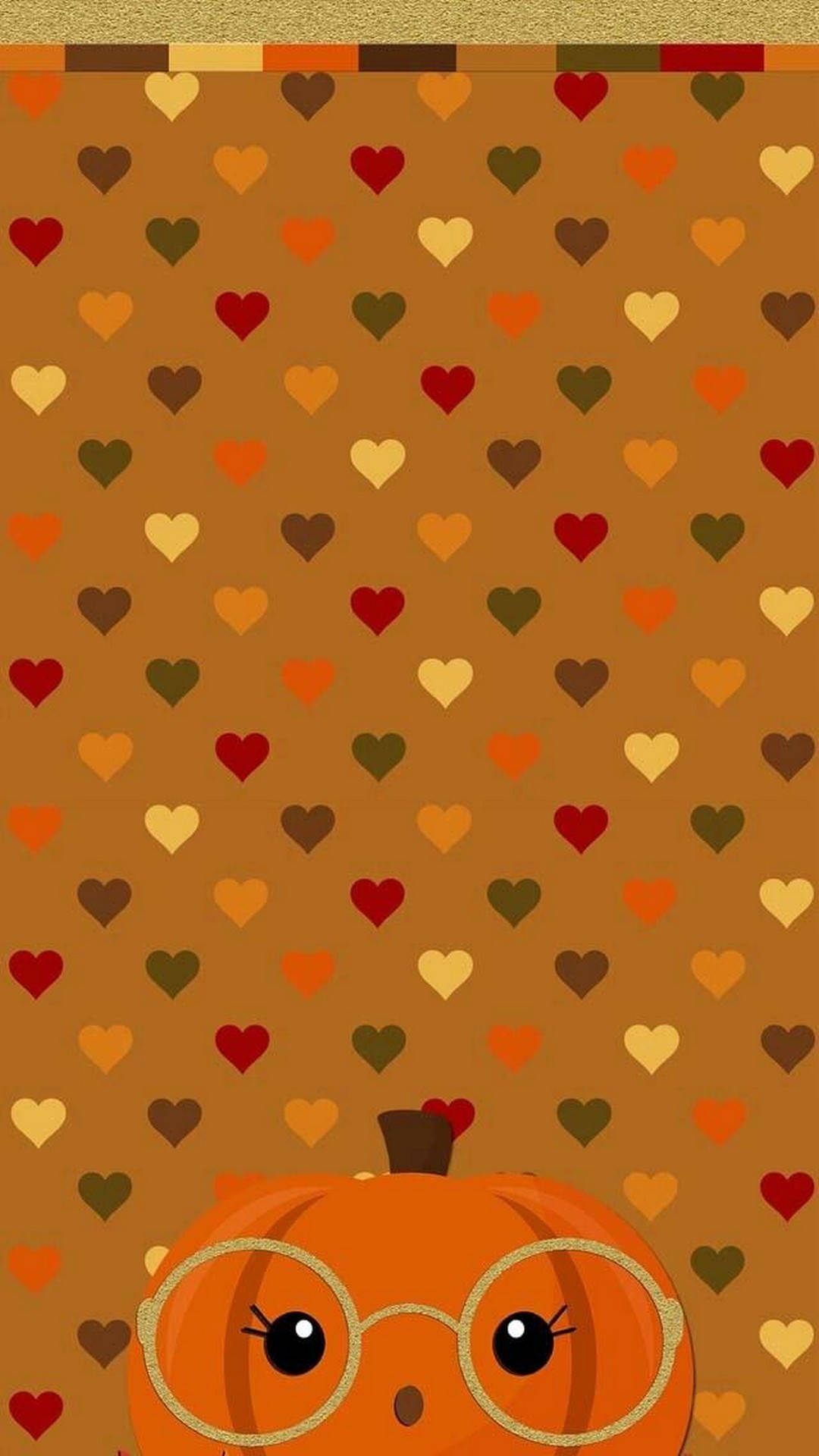 cute cartoon pumpkin, glasses, warm autumnal background, Full HD Phone Wallpaper