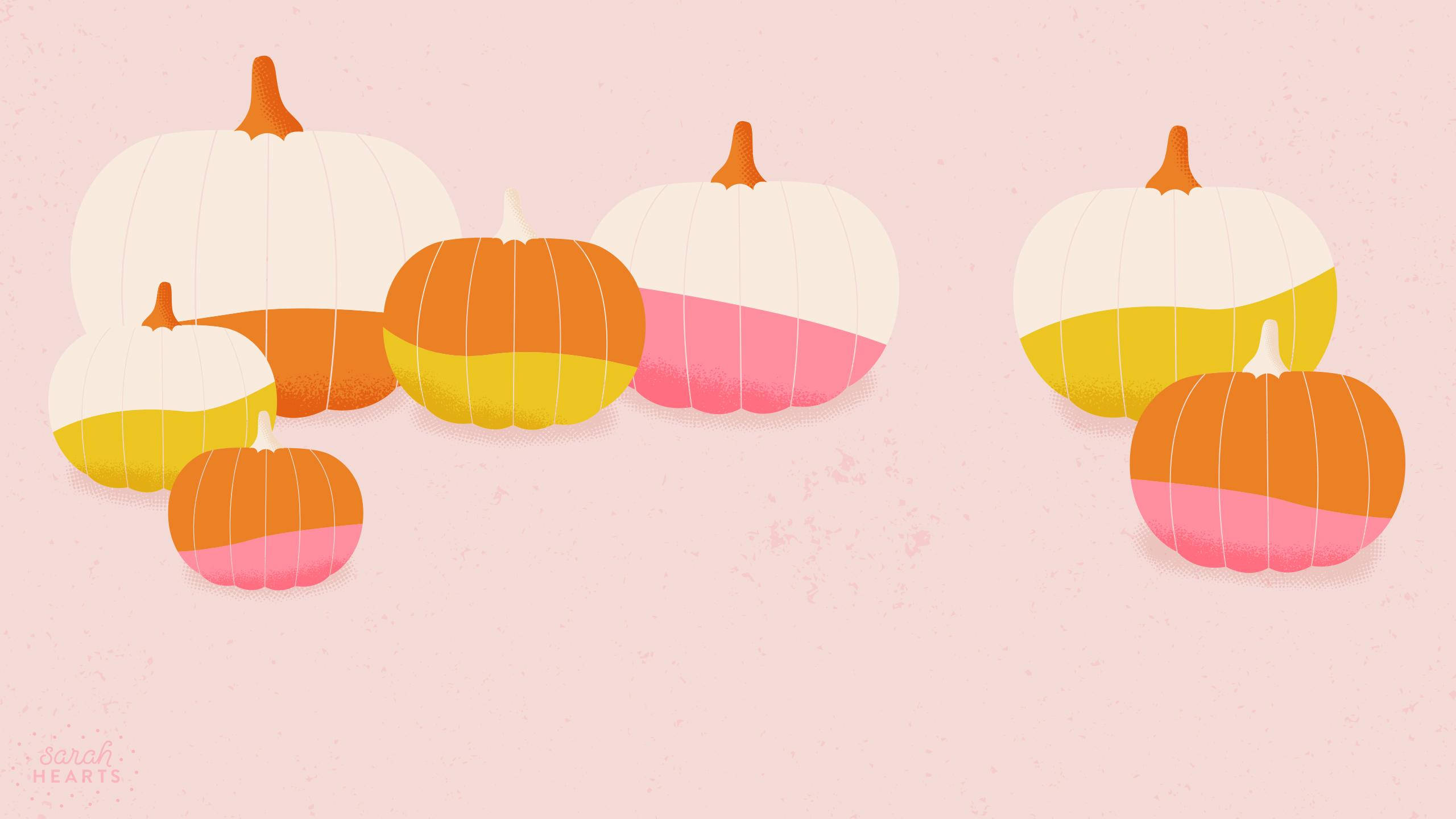 Cute Fall, pastel color blocks, soft pink background, 2K Desktop Wallpaper