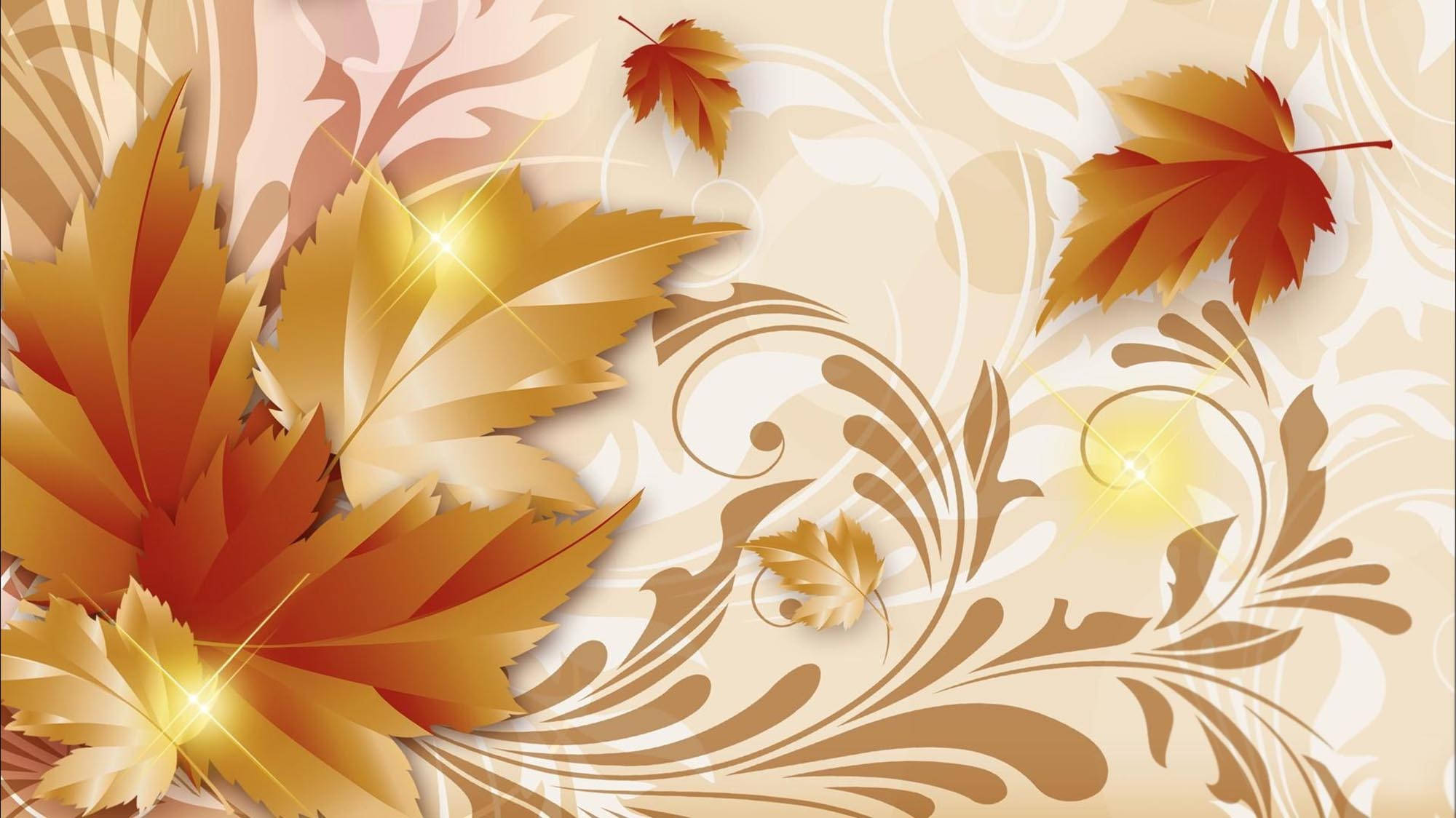 cute fall aesthetic, maple leaves, golden, Full HD Desktop Wallpaper
