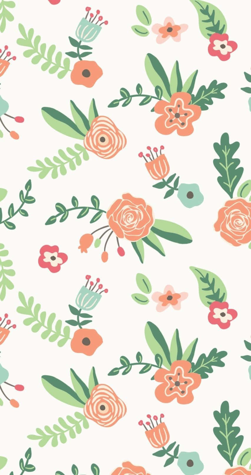 cute floral, orange, pink, HD Phone Wallpaper