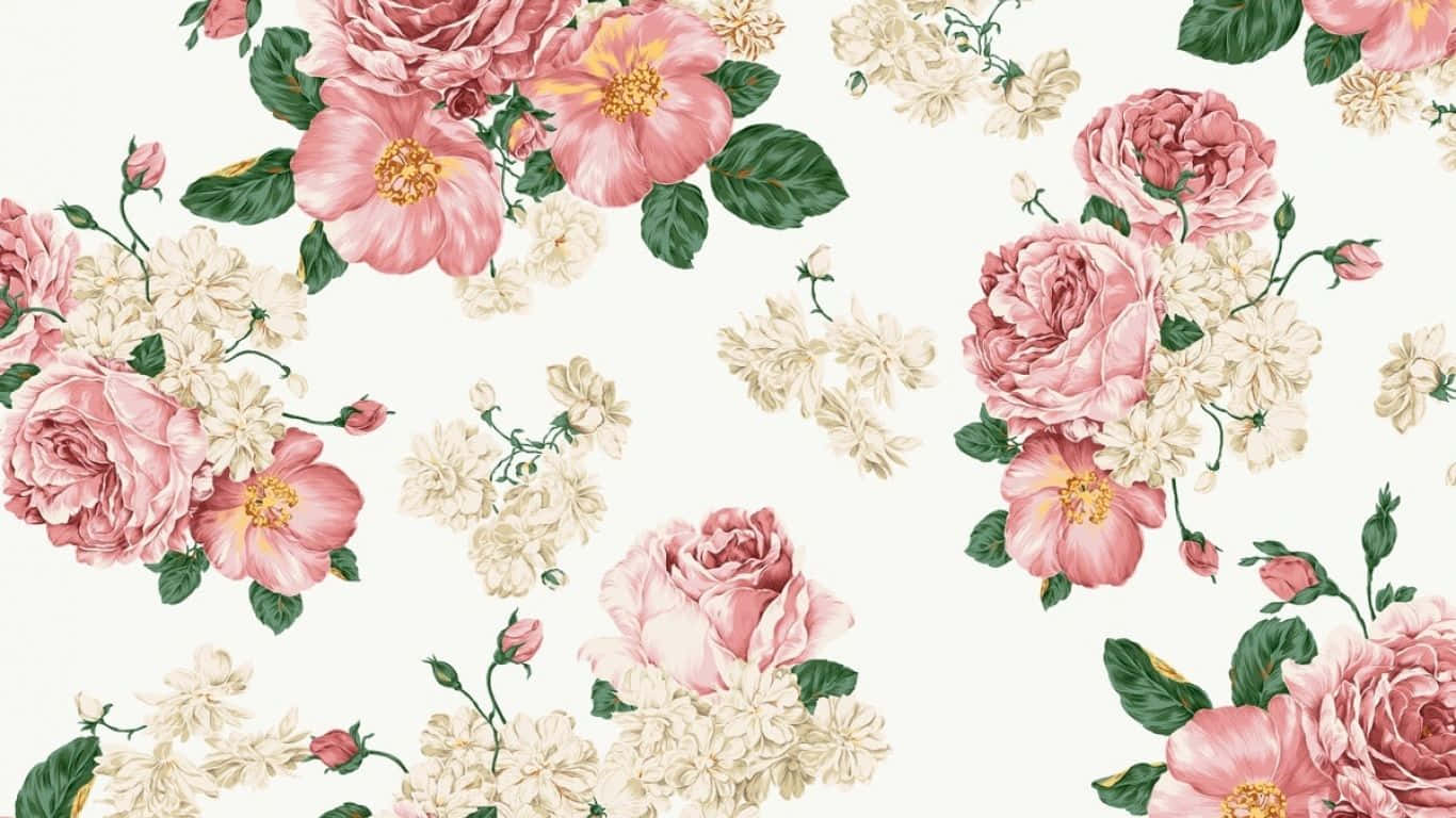 vintage rose flowers, soft pink roses, creamy white blooms, HD Desktop Wallpaper