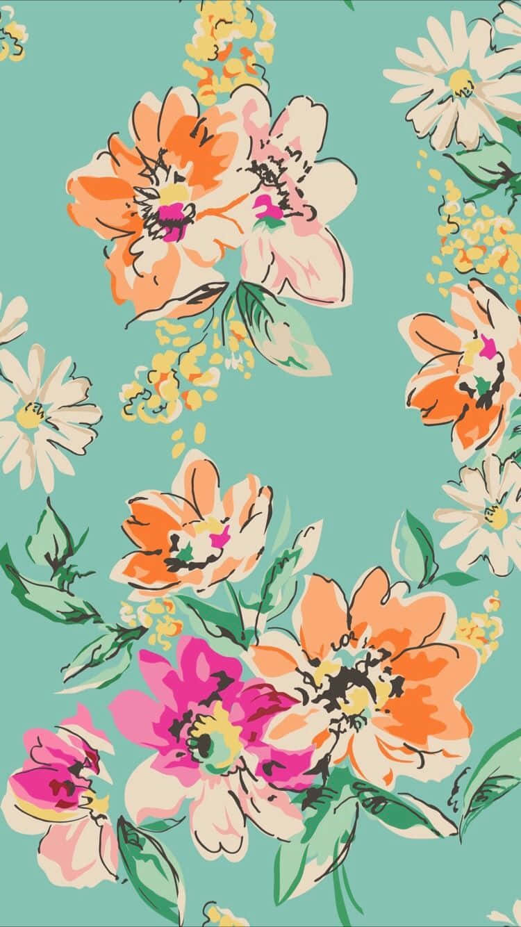 Cute Floral, digital watercolor painting, orange, HD Phone Wallpaper
