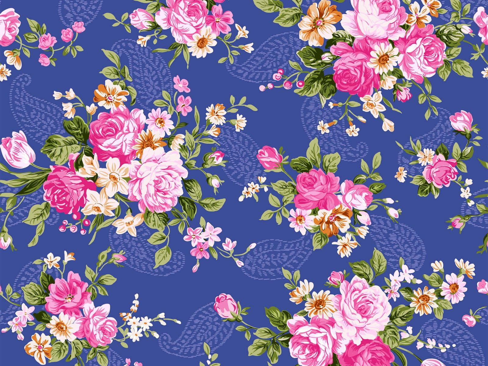 pink roses, daisies, deep blue fabric, HD Desktop Wallpaper