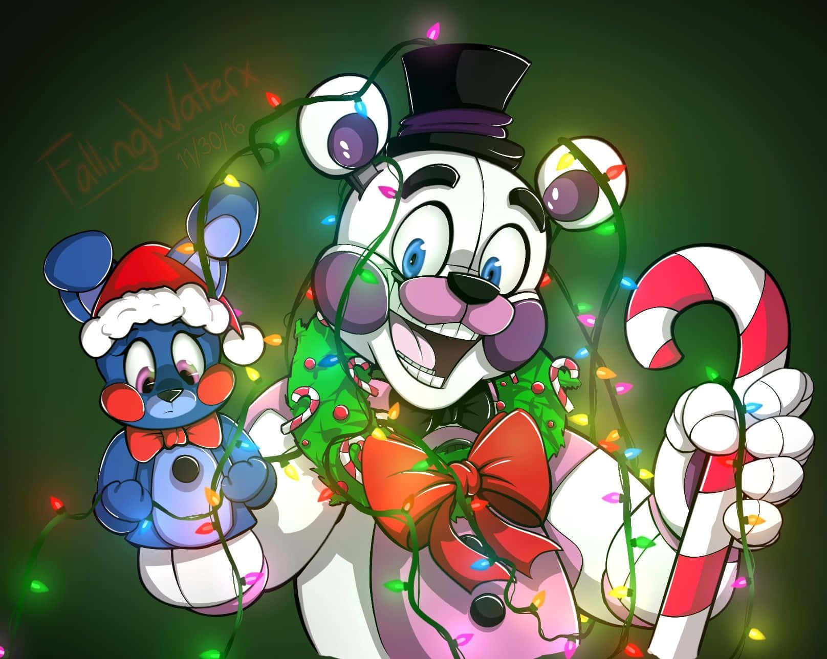 Cute FNAF, cartoon bear, top hat, HD Desktop Wallpaper