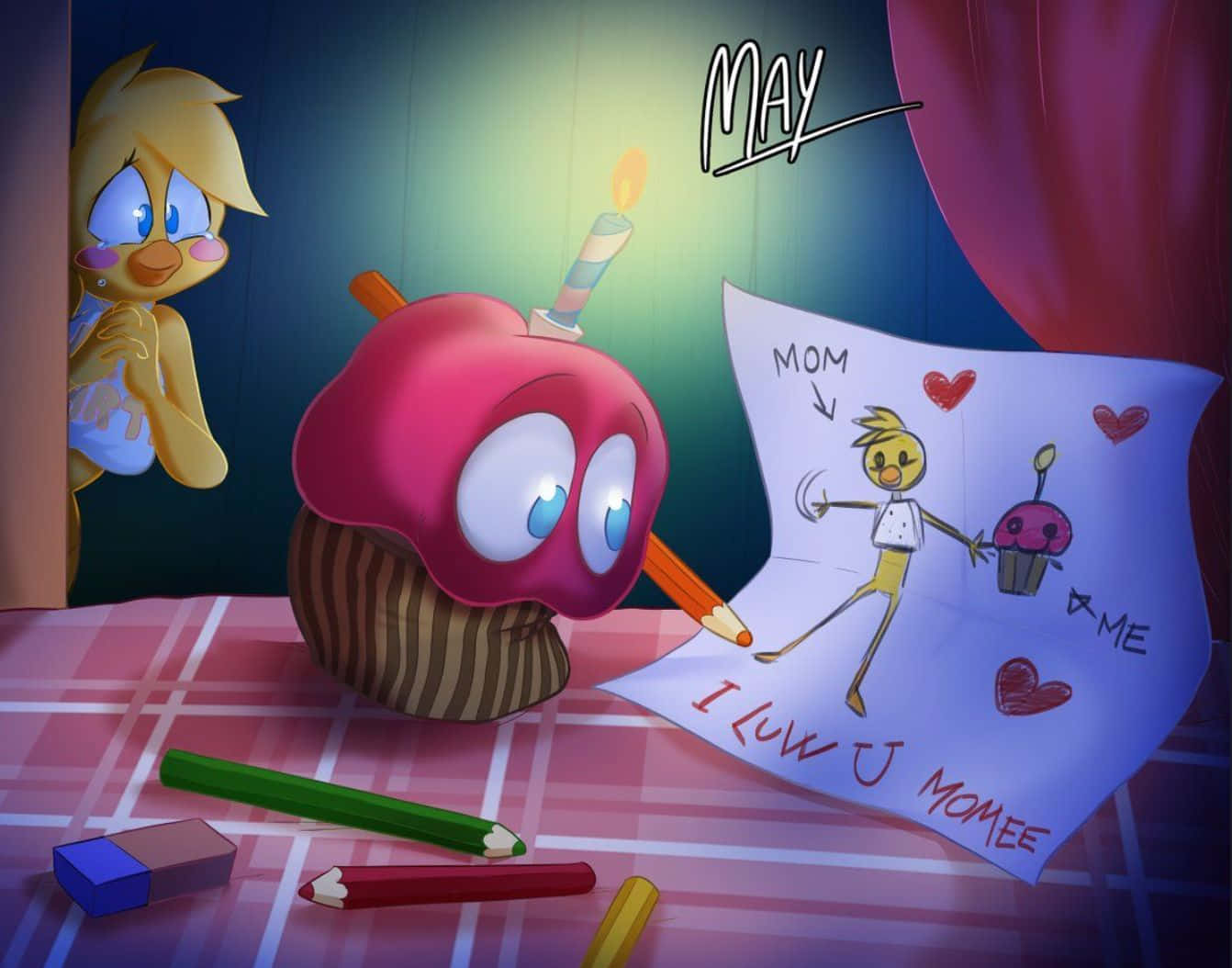 Cute FNaF, cupcake, eyes, HD Desktop Wallpaper