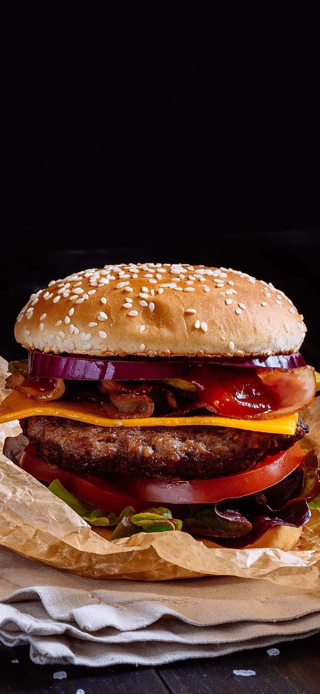 cute food iphone, 1125 x 2436, hamburger, Full HD Phone Wallpaper