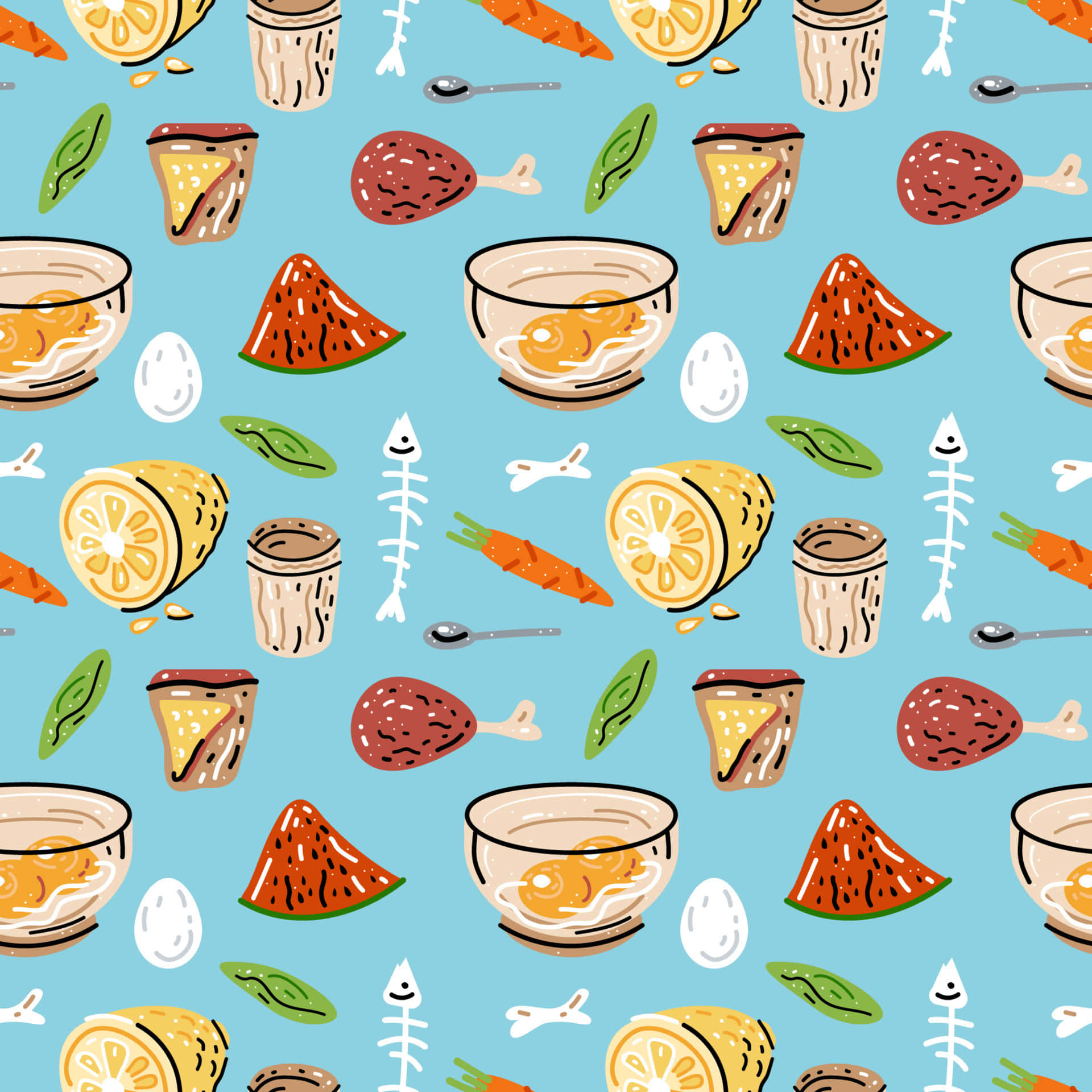 cute food iPhone, 1920 x 1920, light blue background, Full HD Desktop Wallpaper