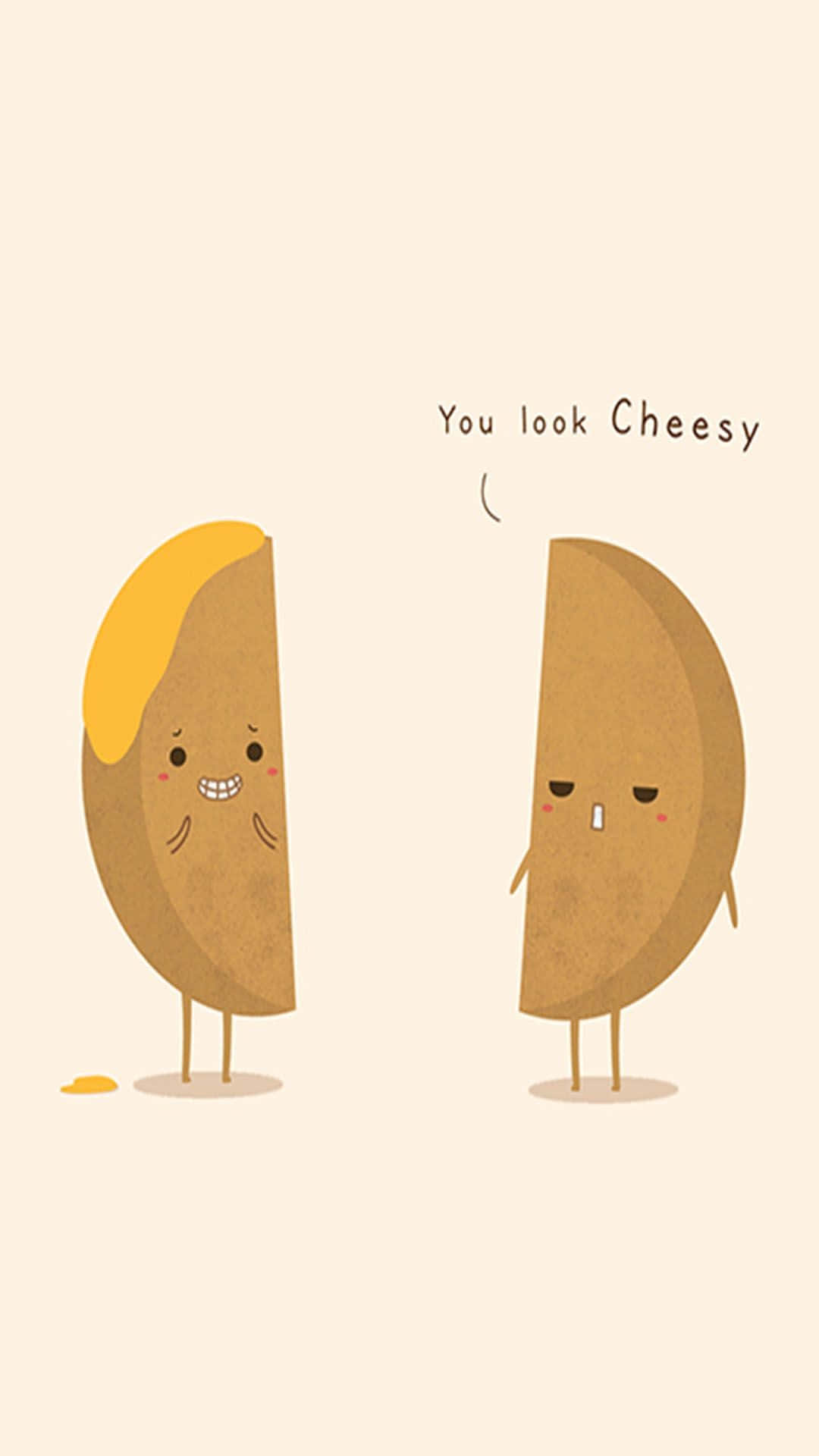 Cute Food iPhone, cartoon taco halves, cheese, Full HD Phone Wallpaper