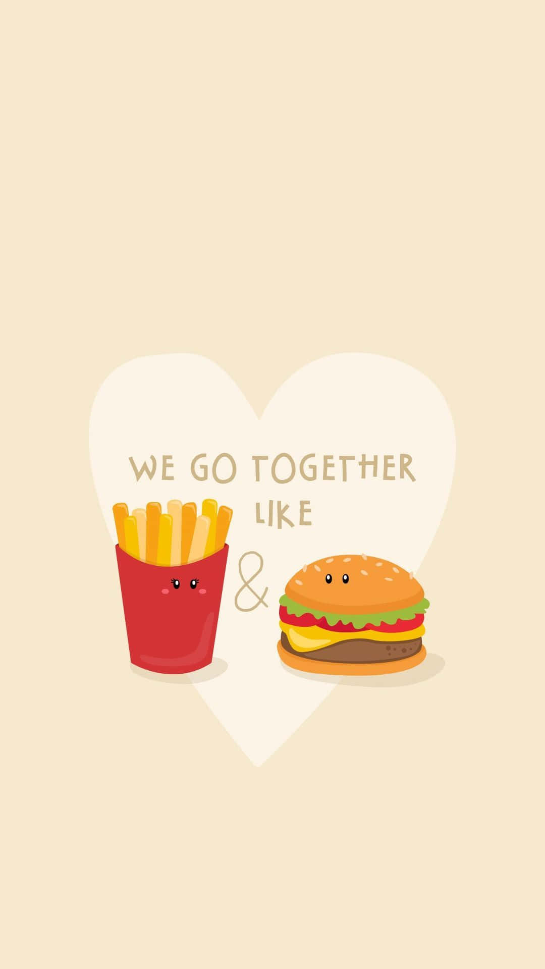 cute iPhone, cartoon fries, burger with faces, Full HD Phone Wallpaper