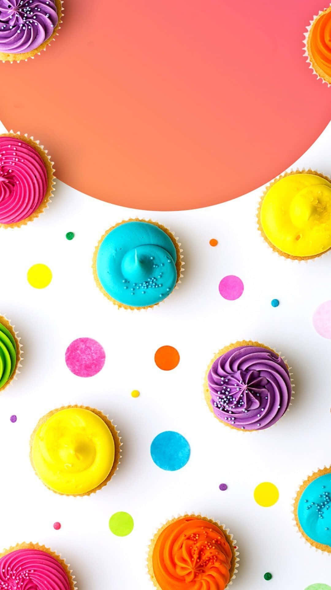 colorful cupcakes, white background, rainbow cupcakes, Full HD Phone Wallpaper