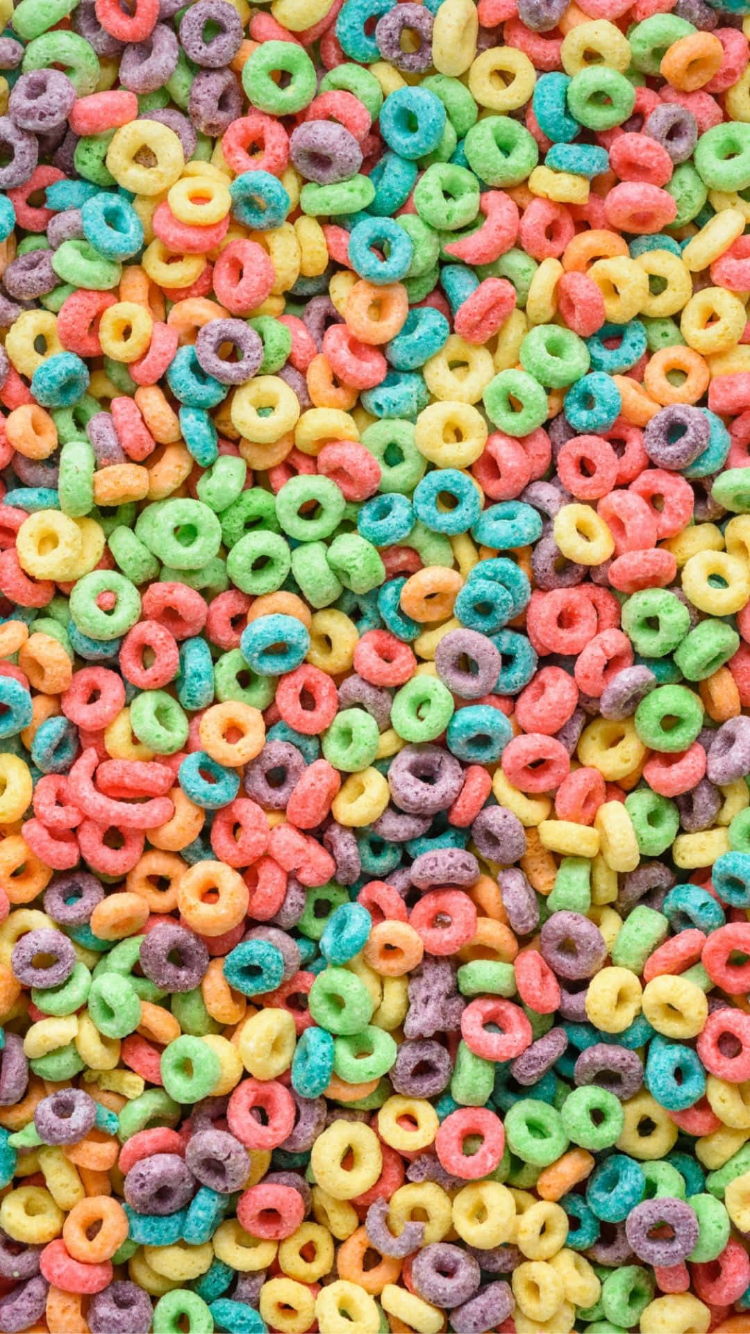 colorful cereal rings, rainbow hues, close-up, Full HD Phone Wallpaper