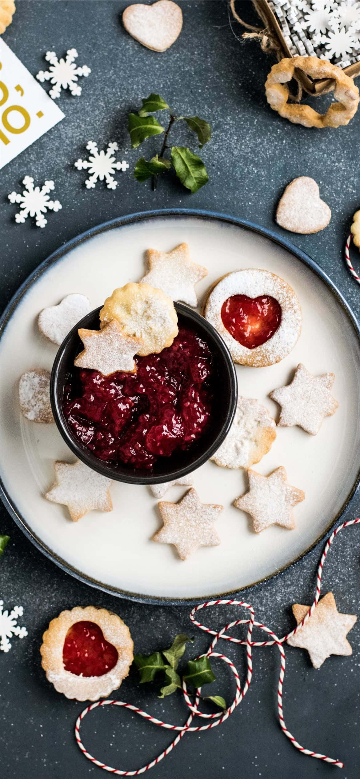 Cute Food iPhone, star-shaped cookies, red jam centers, Full HD Phone Wallpaper